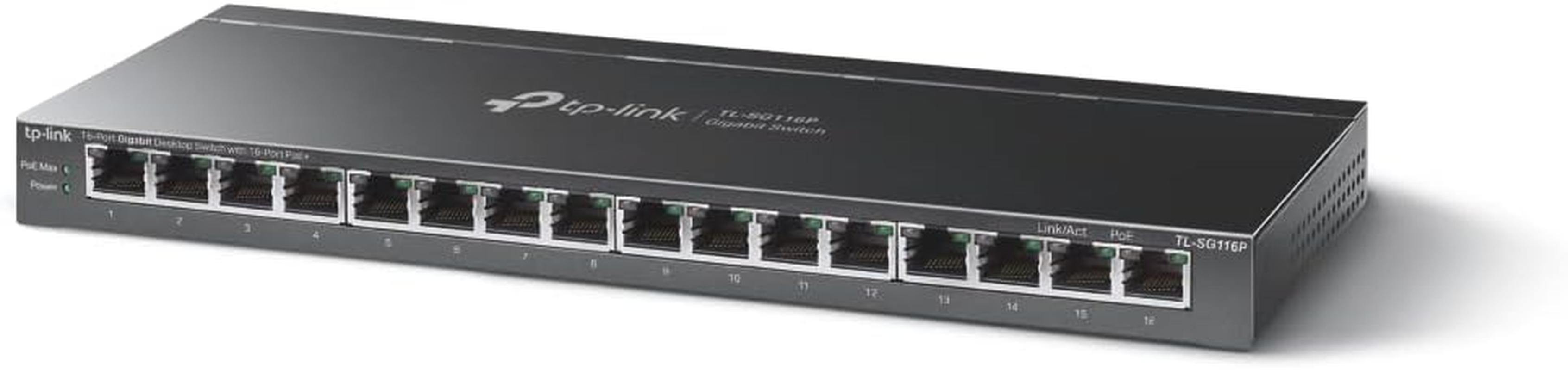 Tp-Link 16-Port Gigabit Desktop Poe Switch with 16X RJ45 Ports, 120W Budget, up to 250M, Isolation Mode for Network Security, Poe Auto Recovery, Plug & Play, No Configuration Required (TL-SG116P) image number 3