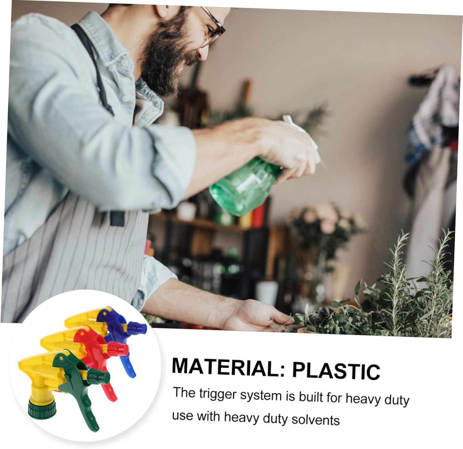 Mobestech Spray Bottle Trigger Replacement 5 Pcs Heavy Duty Plastic Trigger Sprayer Nozzle for Gardening Car Detailing Window Cleaning Janitorial Supply Fits Standard Bottles Random Color