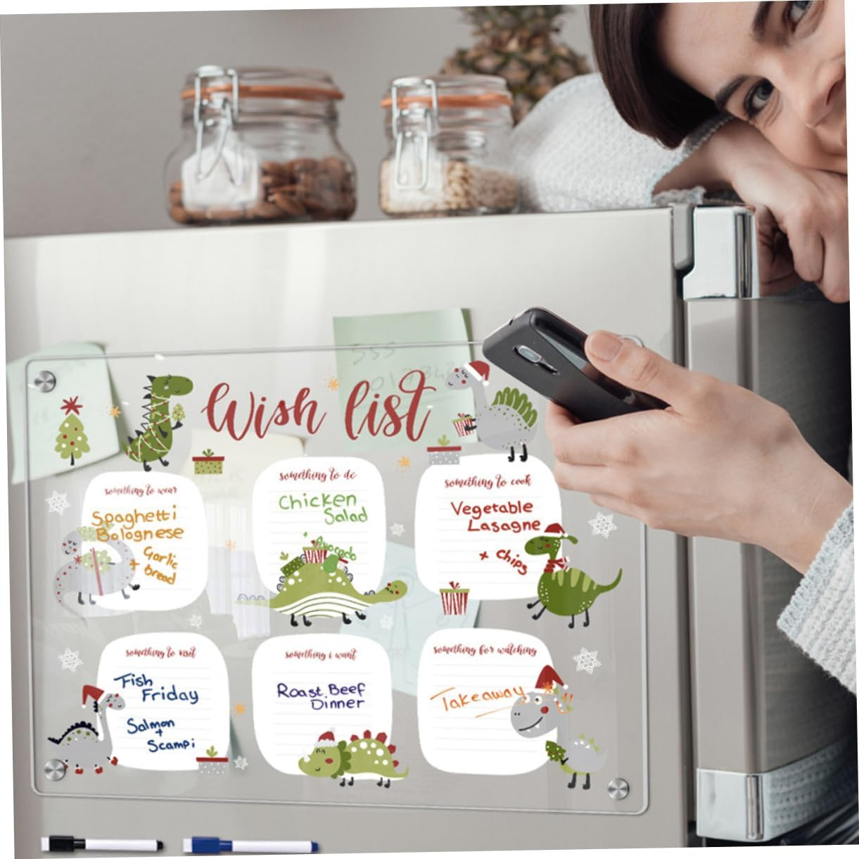 VILLFUL Magnetic Note Board Acrylic Dry Erase Board Strong Magnets Refrigerator Writing Planning image number 1