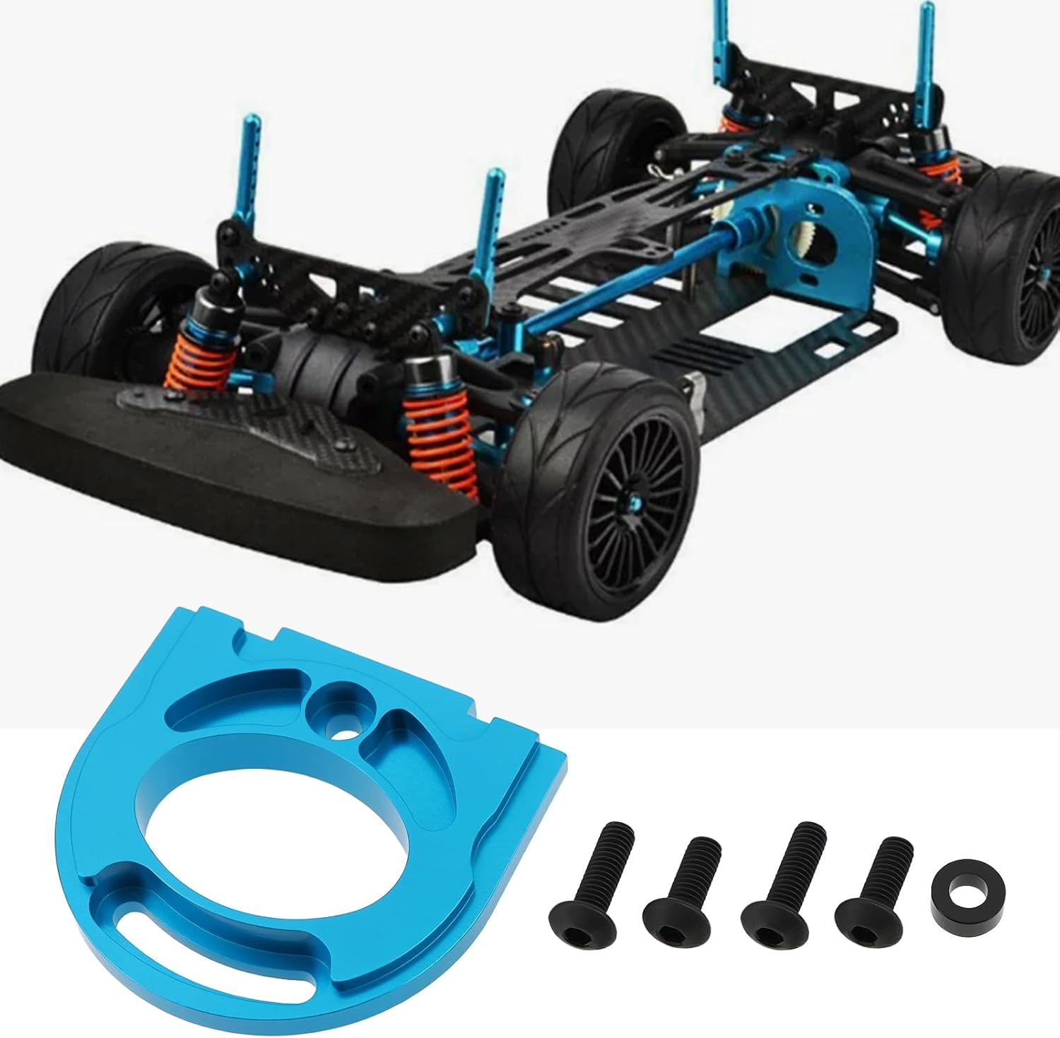 OTOTEC 1Pc Aluminum Adjustable Motor Mount Plate Compatible with Tamiyas TT02 Drift on Road Touring Cars, Blue image number 3