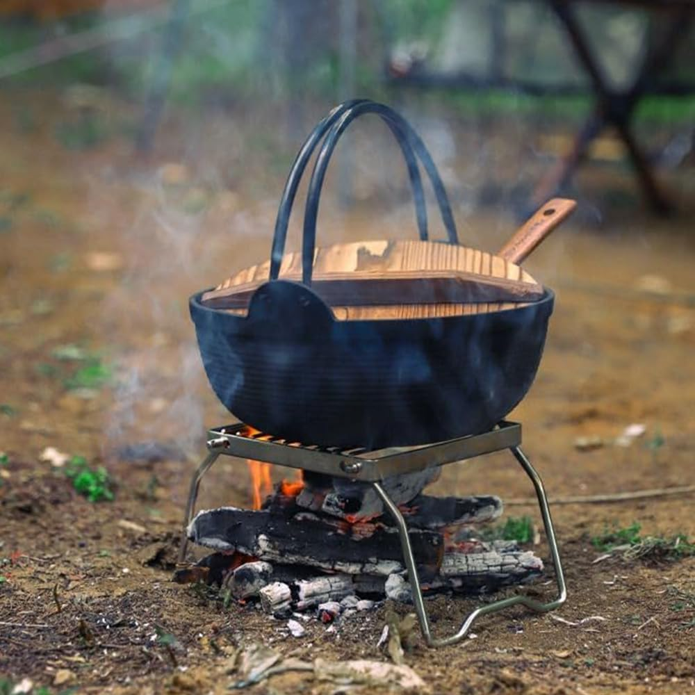 Folding Campfire Grill, Open Fire Grill Grid, Camp Grill with Foldable Legs, Stainless Steel Grill Grate for Outdoor Traveling, Backpacking, Hiking, Picnics image number 6