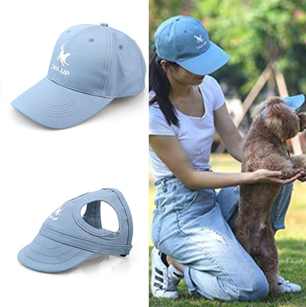 FAMKIT Dog Hat, Pet Baseball Cap, Sports Hat, Dog Mom Dad Family Matching Baseball Cap, Dog Hats, Sun Protection Hats with Ear Holes and Adjustable Strap