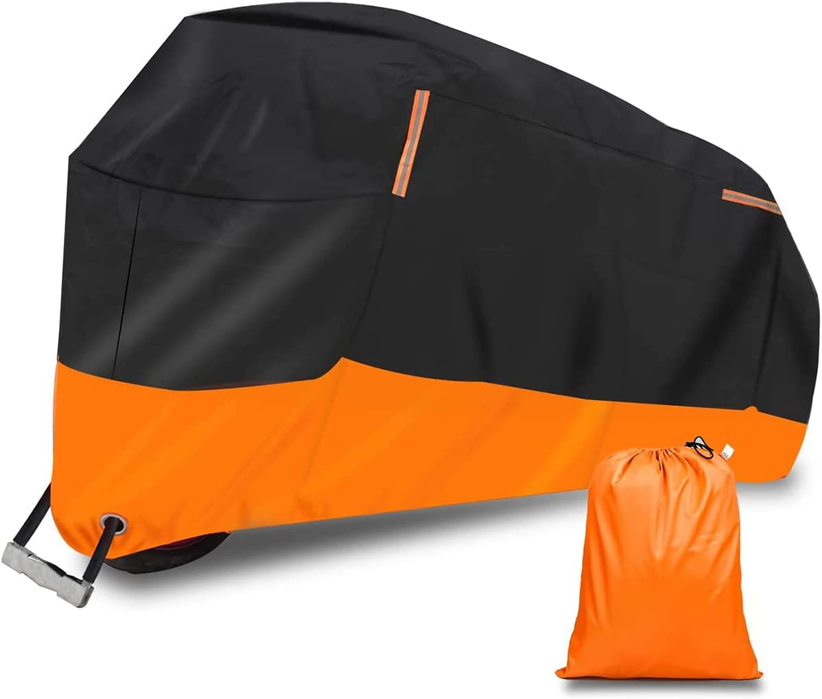 AUTOWT Motorcycle Cover, Xxx-Large Waterproof Motorbike Cover Outdoor Indoor Scooter Shelter Protection with 4 Reflective Strips for Harley Davidson, Honda, Suzuki, Kawasaki, Yamaha (3XL)