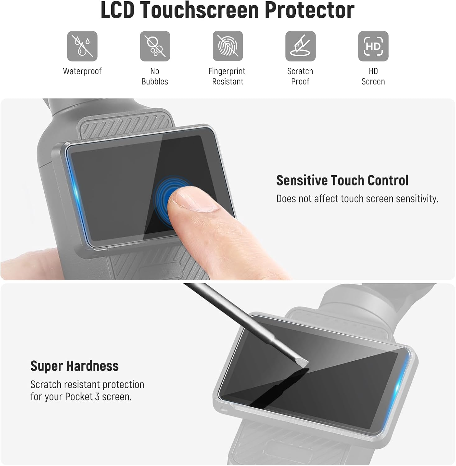 NEEWER Variable ND Filter Set Compatible with DJI Osmo Pocket 3 Creator Combo Accessories, ND2-32, ND64-512, HD Neutral Density Filters with Limited Stops, 2X Screen Protector, 2X Cleaning Cloth image number 4