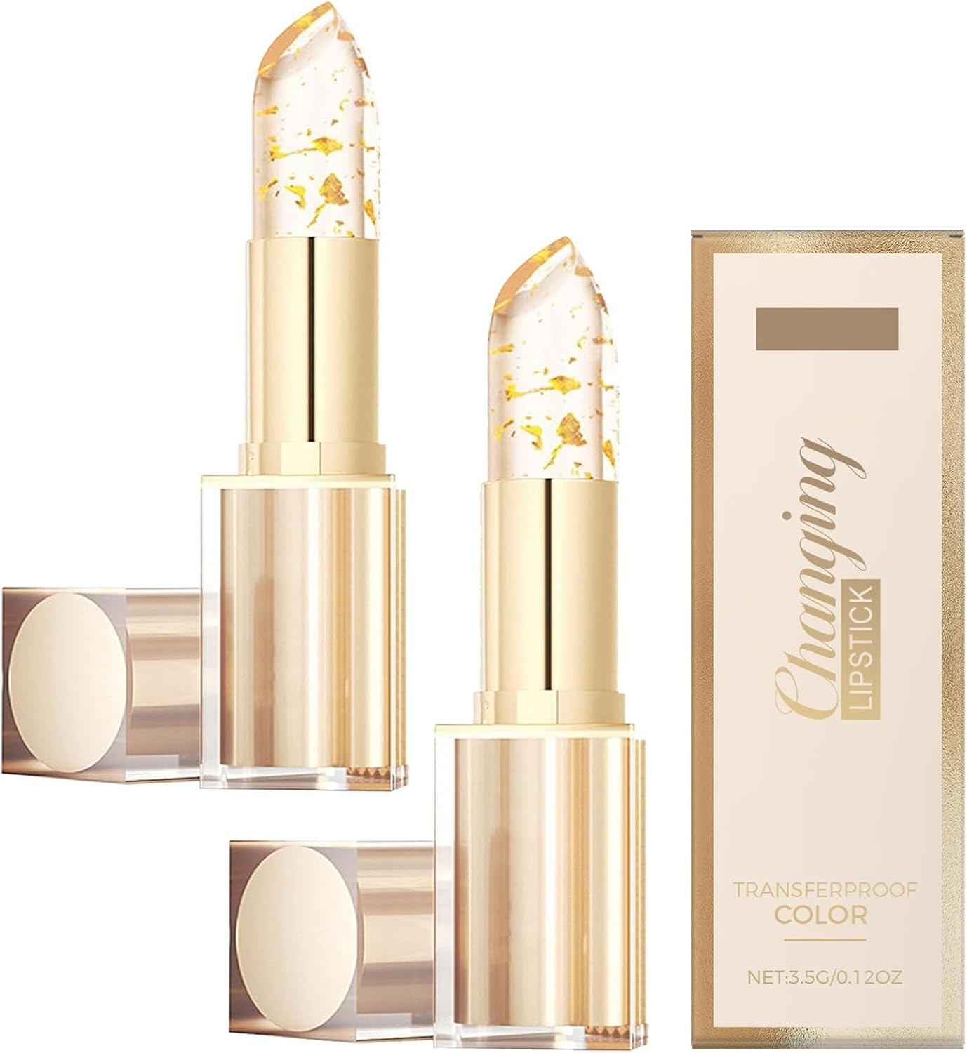 2PCS Truetone - Ph Adjusting Lipstick,Transferproof Colour Changing Lip Stick,Gold Crystal Deep Nourishment Long Lasting Moisturizing Glossy Shine Lip Gloss for Women image number 6