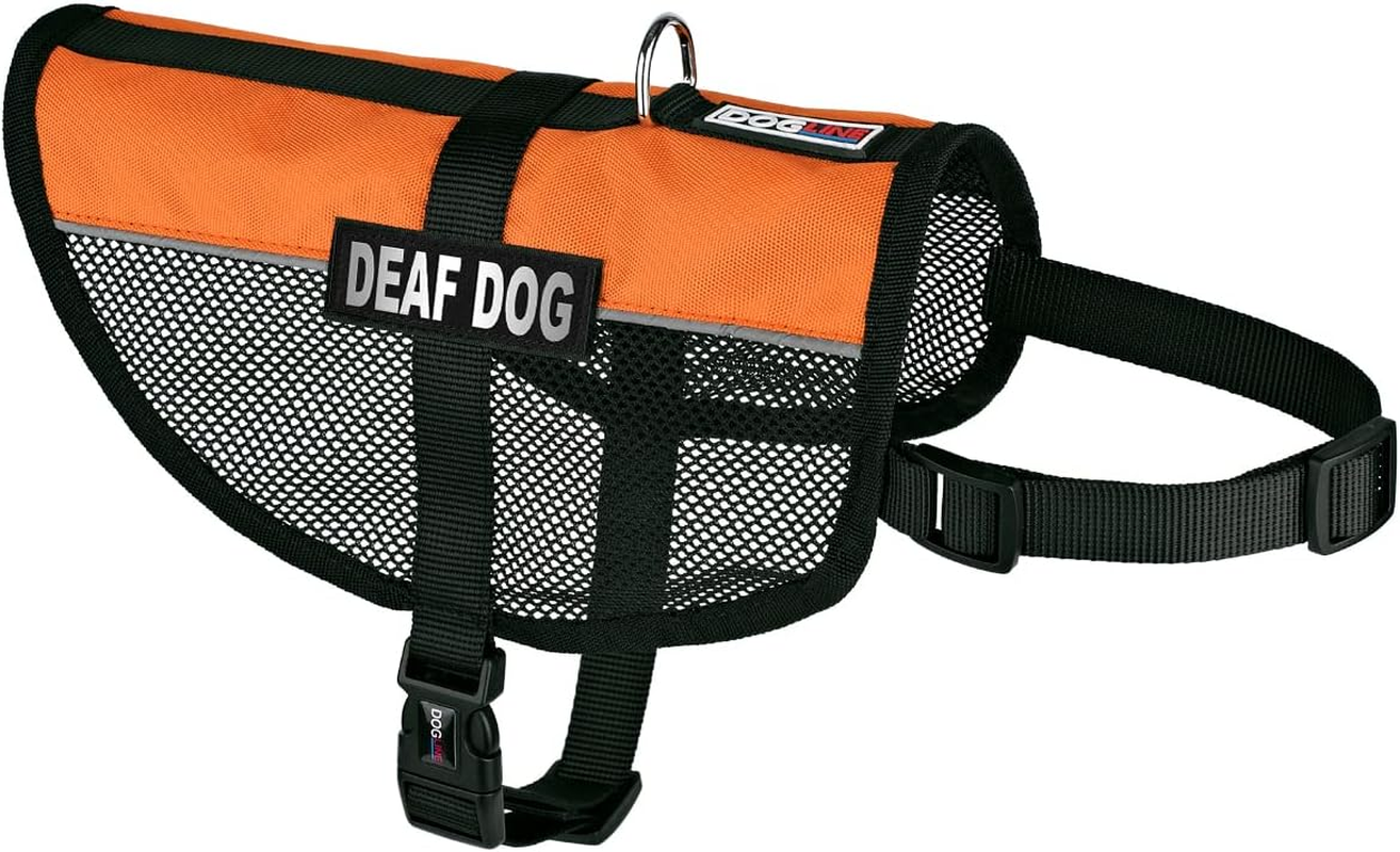 Dogline Maxaire Mesh Vest for Dogs and 2 Removable Deaf Patches, 13"-16", Orange image number 4