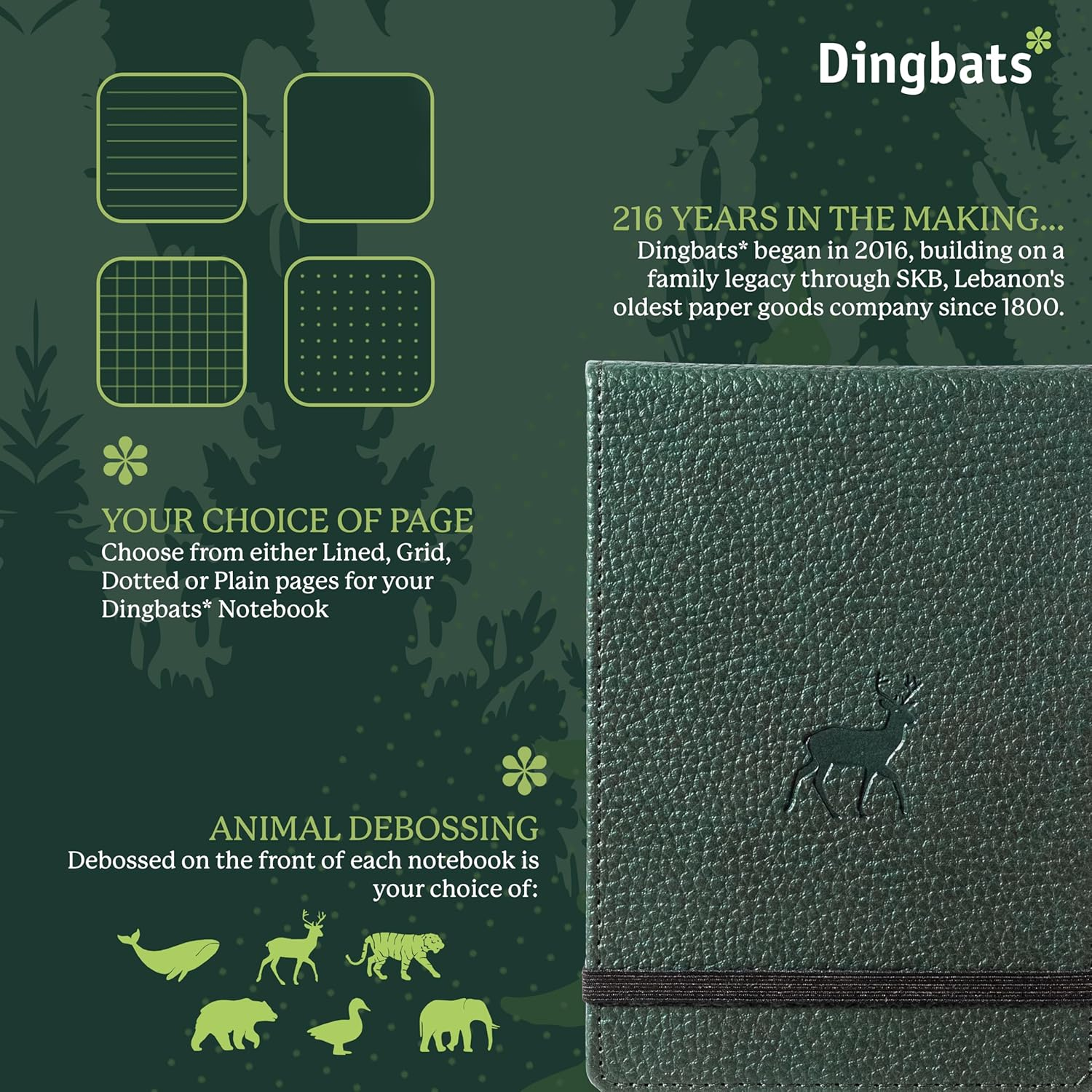 Dingbats A6+ Wildlife Green Deer Reporter Notebook - Plain Instead of Dingbats A6+ Wildlife Green Deer Reporter Notebook - Graphed image number 4