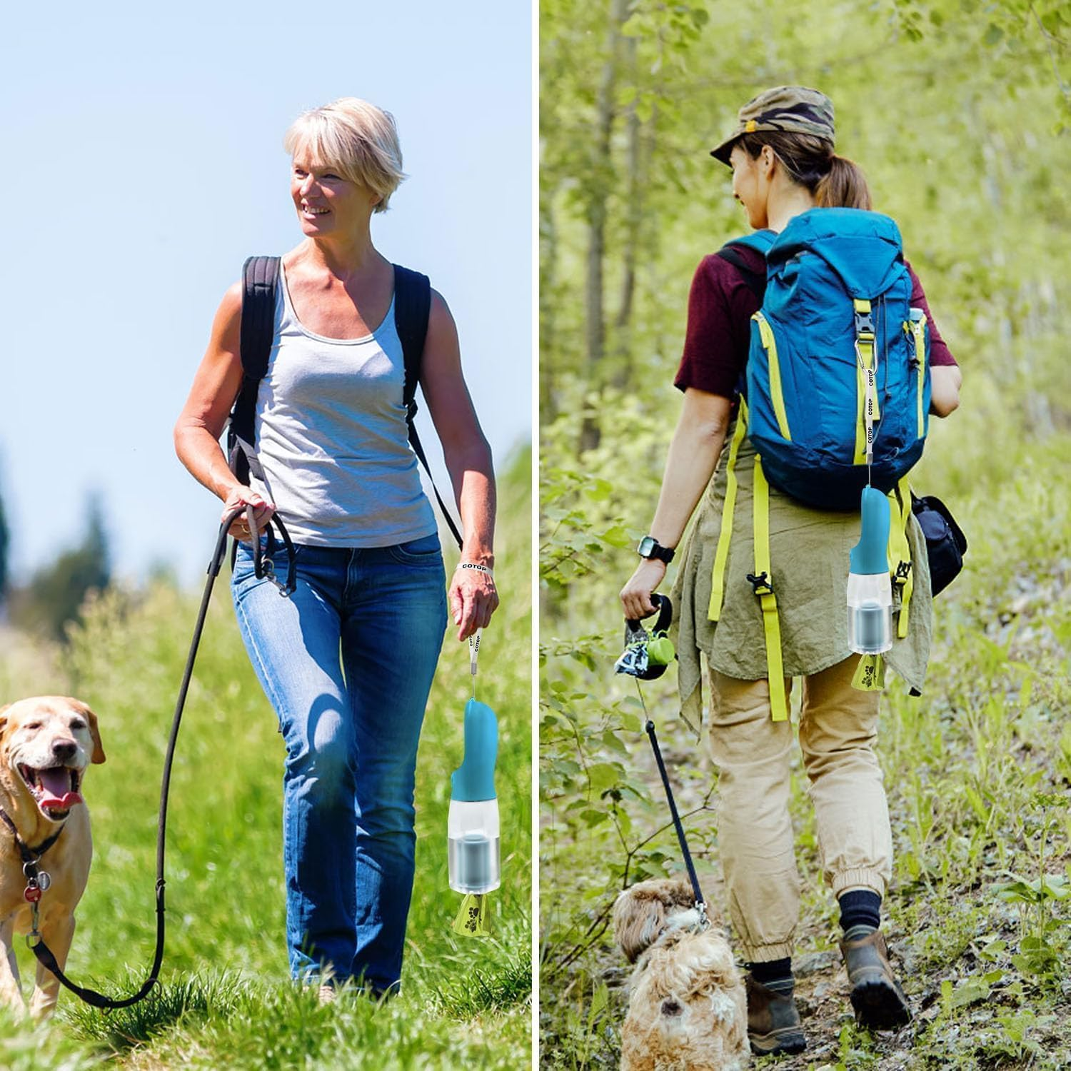 Dog Water Bottle with Food Container & Poop Bag Holder, Dog Travel Water Bowl, Portable Pet Dispenser, Dog Stuff Accessories Items, Puppy Essentials Necessities for Walking Hiking (Indigo) image number 3