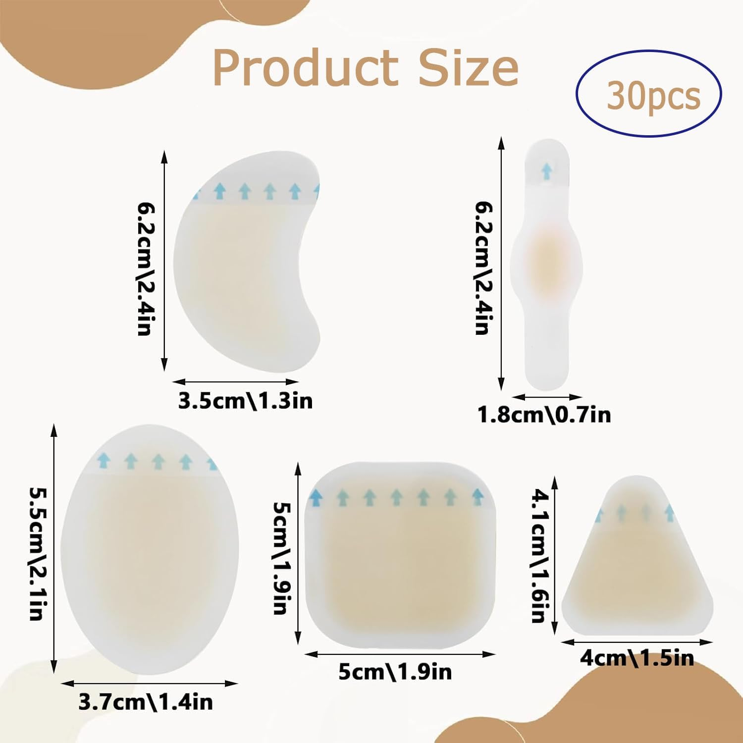 Hydrocolloid Blister Band Aid 30 Pcs -WADY Waterproof Invisible Gel Cushions for Foot, Toe & Heel Blisters, Adhesive Bandaids for Prevention & Healing image number 4