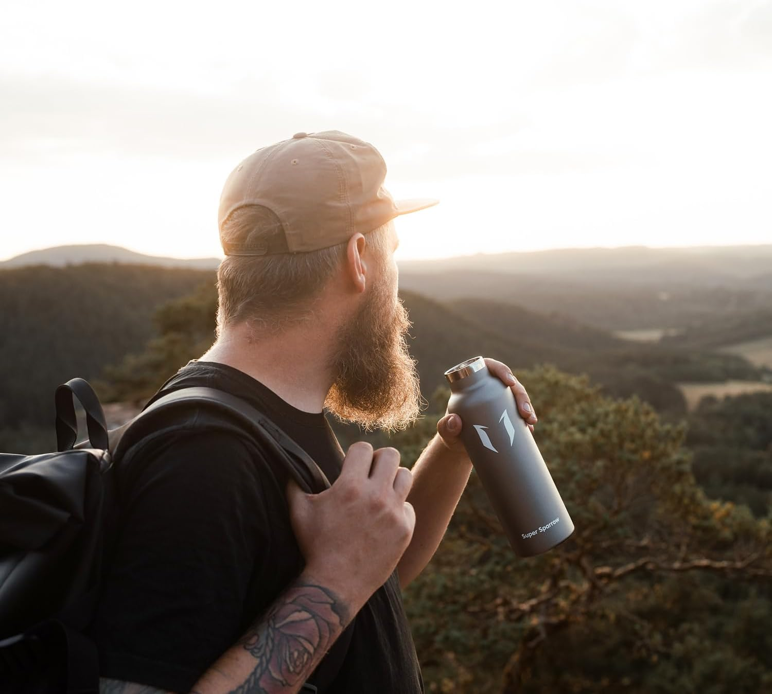 Super Sparrow Water Bottle Insulated - 500Ml - Standard Mouth Flask - BPA Free, Leak Proof Drink Bottle - Ergonomic Straw Water Bottles for Work, Gym, Travel, Sports, Outdoor - 2 Lids image number 6