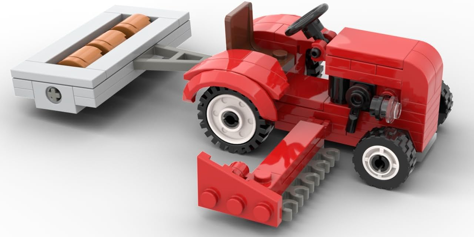 Kiddicraft KC1113 Red Tractor with Roller and Cutting Bar - Clamping Blocks image number 1