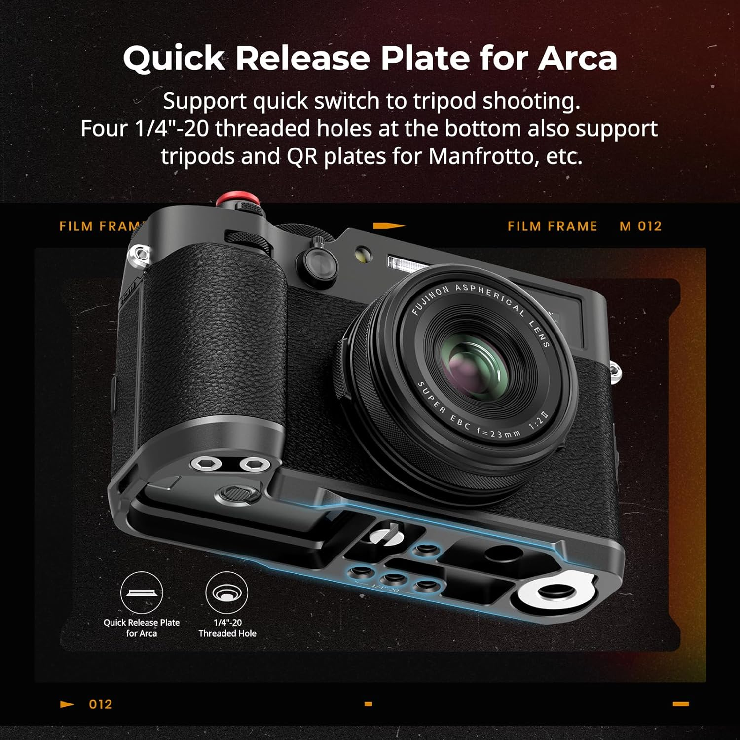 SMALLRIG X100VI Handgrip L-Shape Grip for FUJIFILM X100VI and X100V Cameras, Built-In Quick Release Plate for Arca, Lightweight Silicone Side Handle, with Shutter Button and Hot Shoe Cover - 4556 image number 1