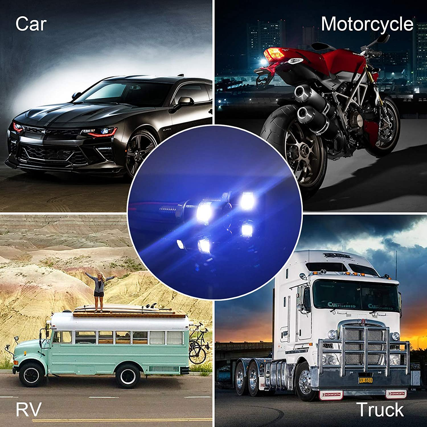 Kinstecks 4PCS License Plate Light 5050 SMD LED Bulb Screw Bolt LED Waterproof Number Plate Light for Car Motorcycle Motorbike Truck RV Atv-Cool White image number 6