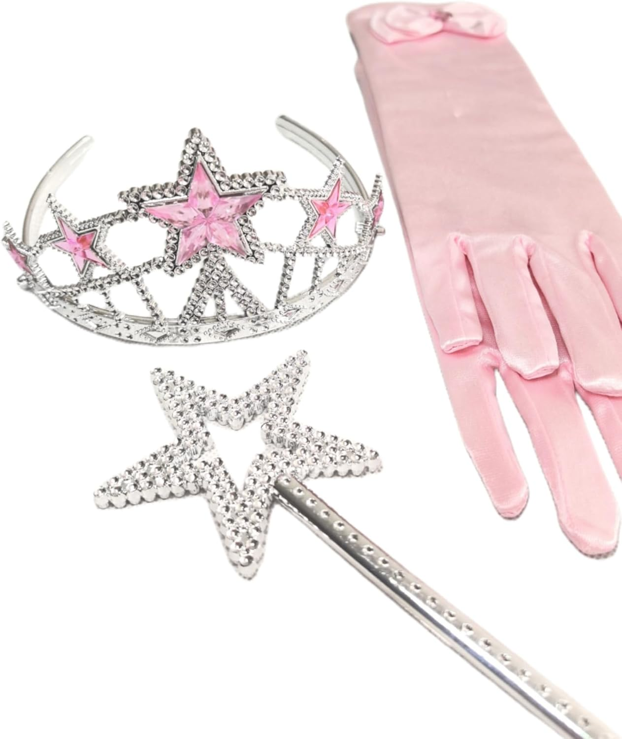 Xefenki Glinda Costume Dress for Girls Good Witch Halloween Cosplay Outfits with Crown Magic Wand and Gloves