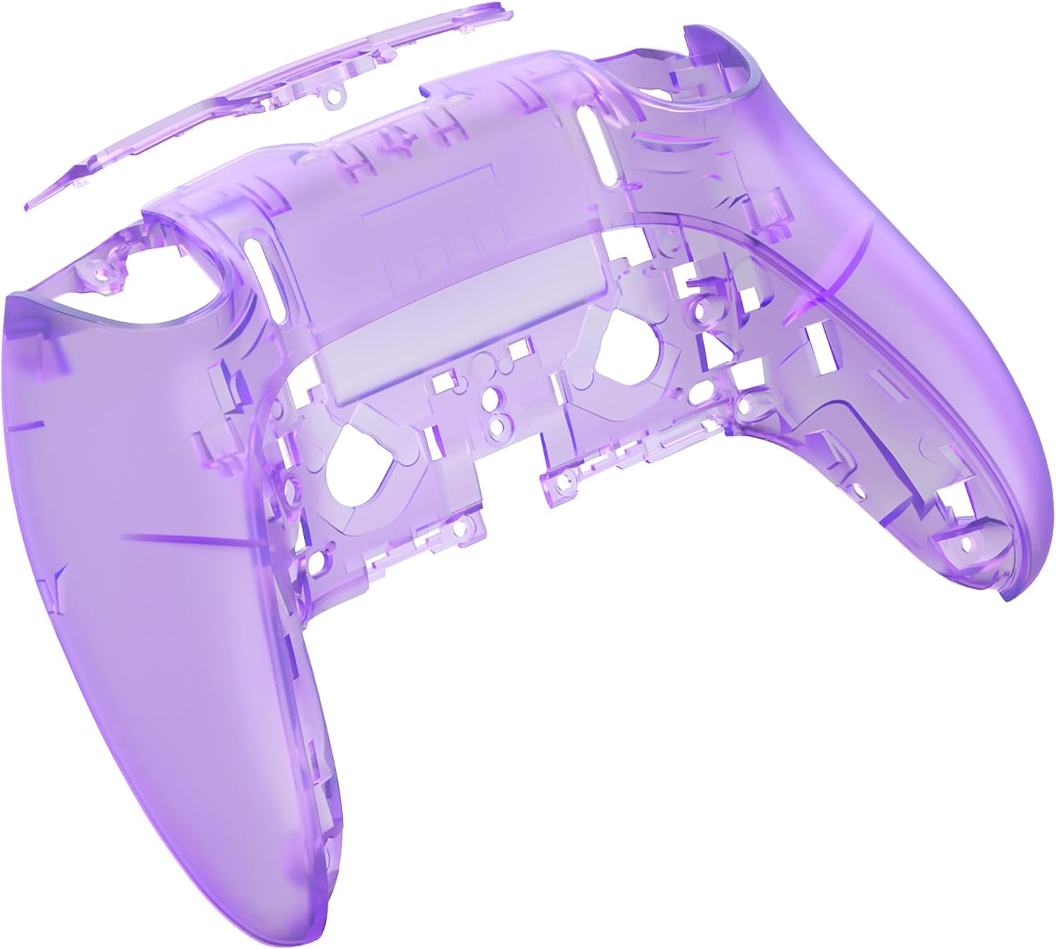 Extremerate Custom Back Housing Bottom Shell Compatible with Ps5 Edge Controller, Clear Atomic Purple DIY Replacement Back Shell Cover Compatible with Ps5 Edge Controller
