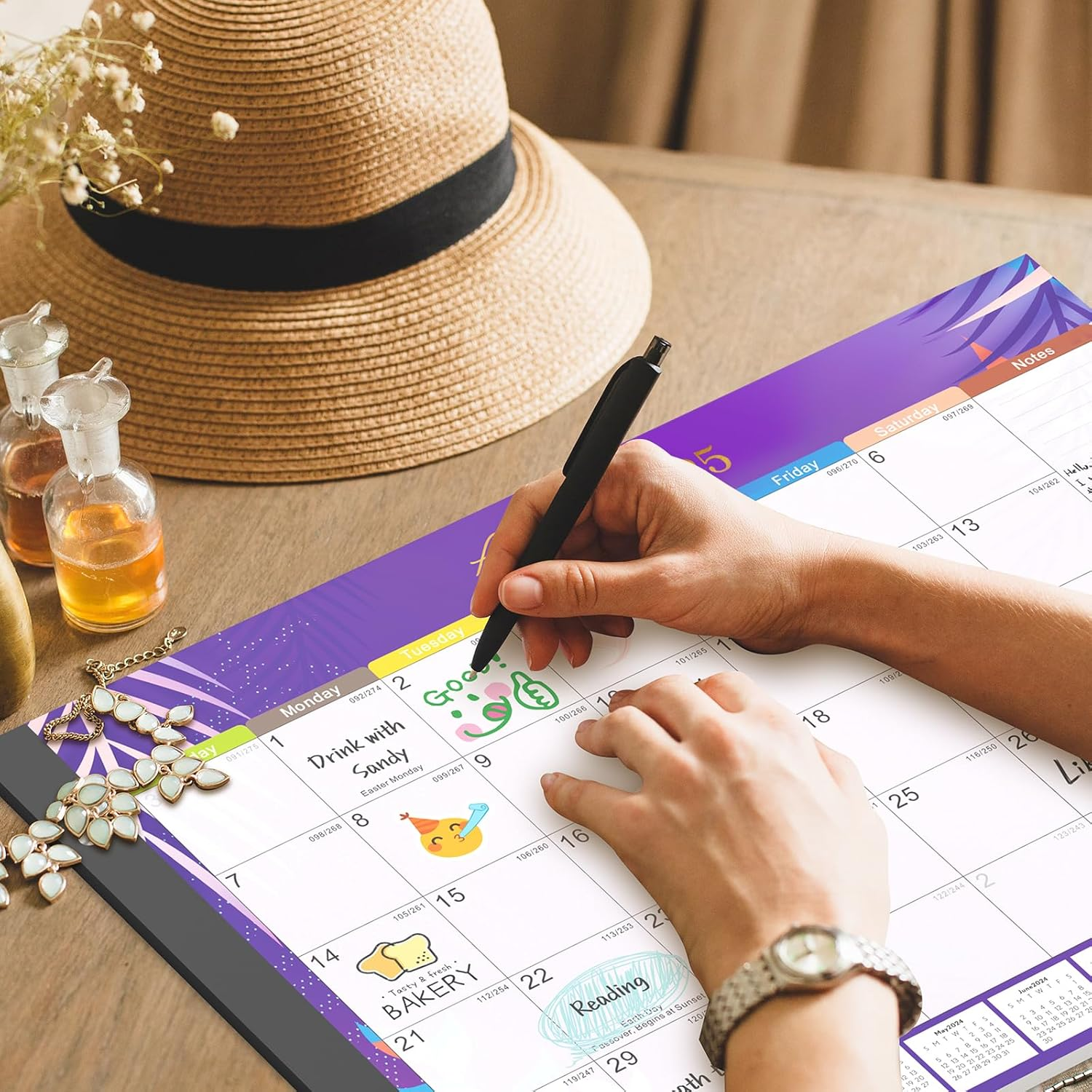 Gannyfer Desk Calendar 2026-18 Month Large Desk Calendar, Use Now to Dec 2026, 22" X 17" Desktop Pad Calendar, Office Supplies Perfect for Planning and Organizing in Your Home, School or Office - Colorful image number 4