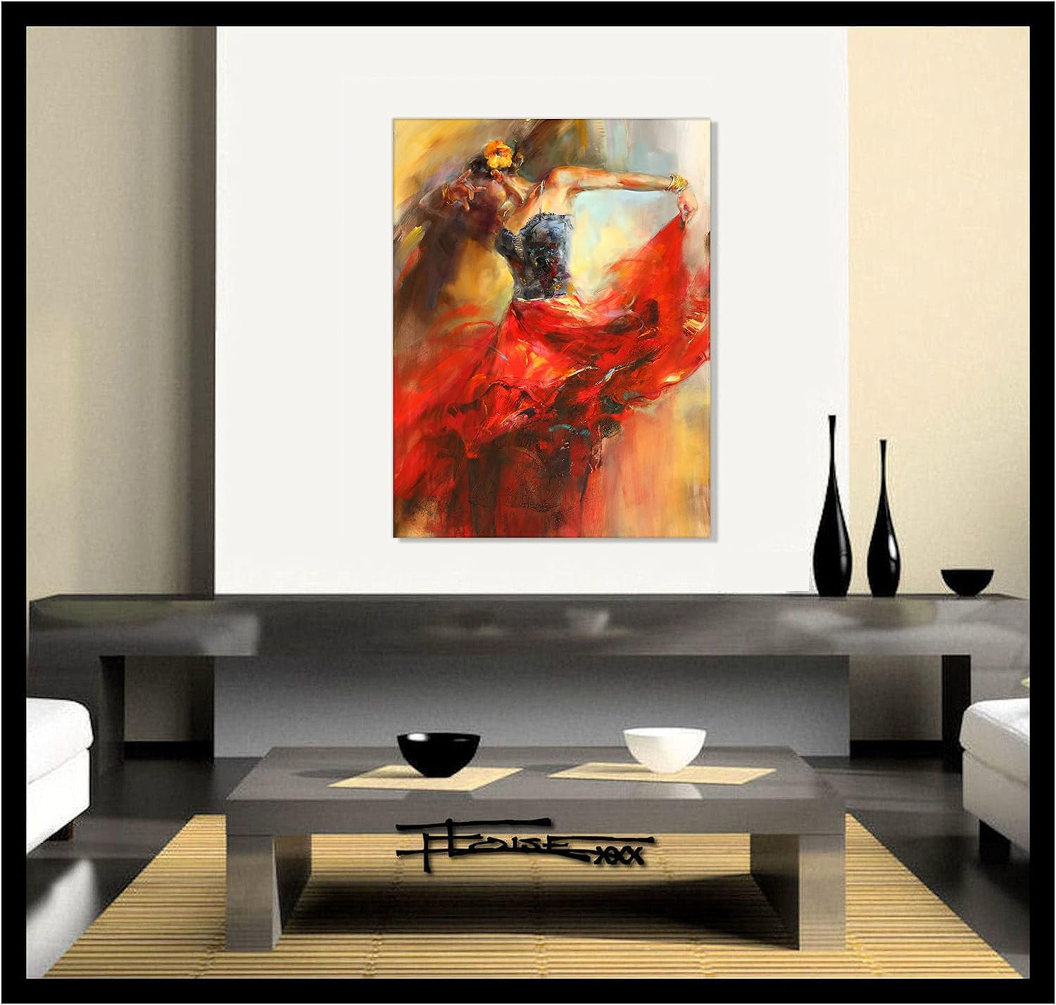 P&L ART. Dancing Lady Oil Paintings on Canvas 24X36 Inch Wall Artwork for Living Room Bedroom Home Decorations Wall Decor Red Girl Dancer Artwork Ready to Hang -Style A image number 4