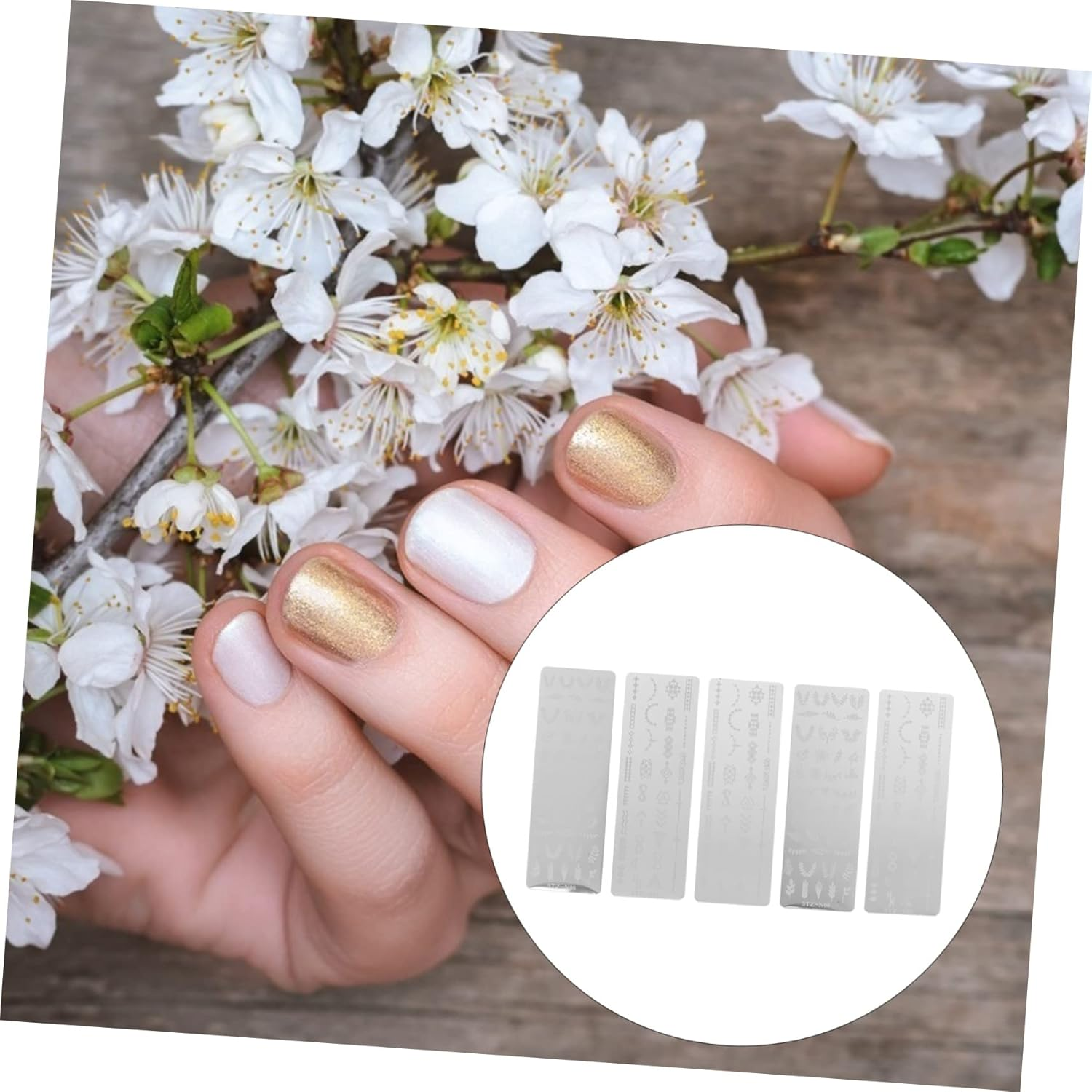 AUTSUPPL 5 Sheets Nail Art Stamping Plates Reusable Manicure Templates with Floral Butterfly Patterns for DIY Nail Art Women and Mothers image number 6