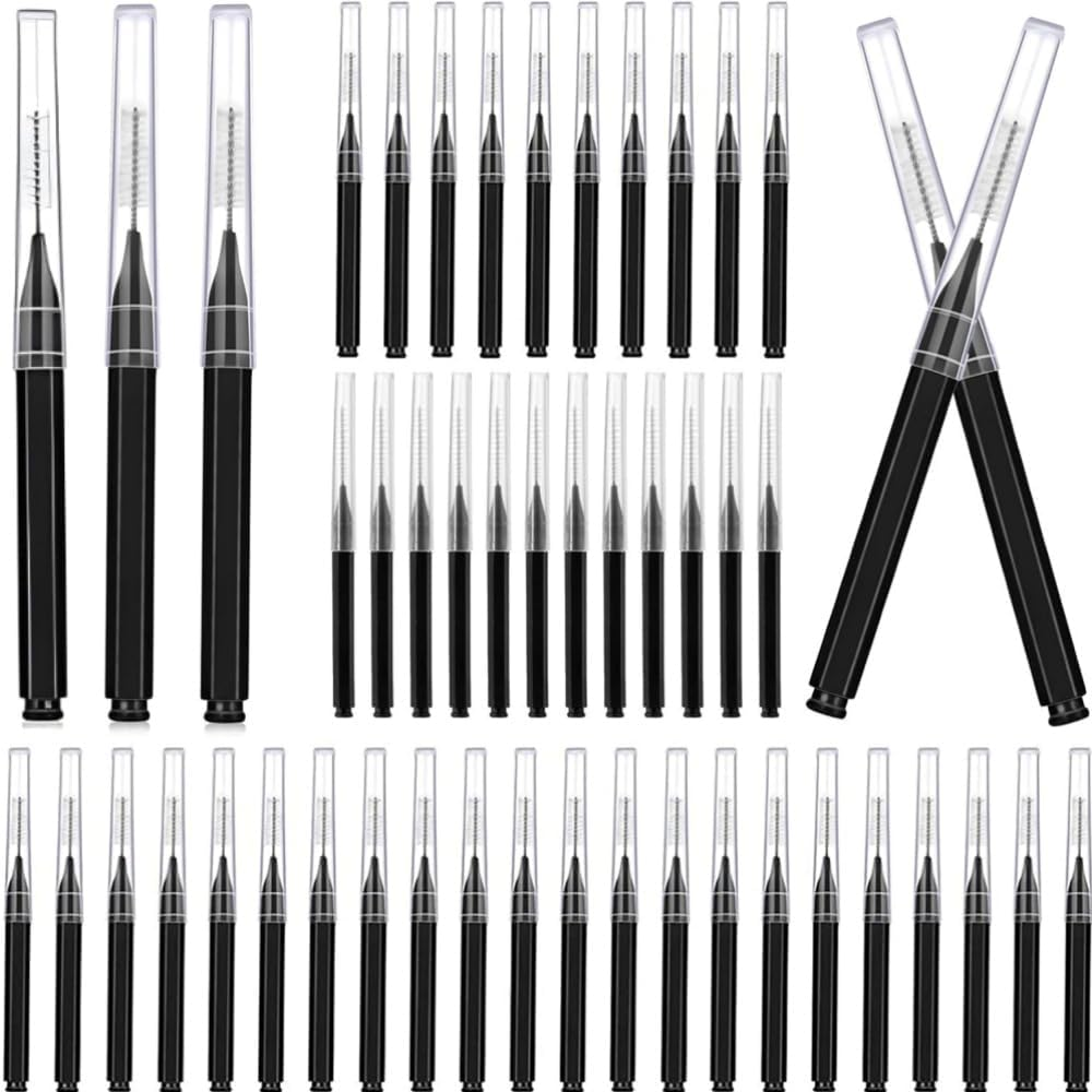 HIDOSNG 100 Pcs Micro Eyebrow Brush with Cap, Brush Eyelash Brow Brush Removing Lash Filler, Eyebrow Spoolie Lash Comb Lift Tools for Eyebrows and Eyelashes Extensions Brow Lamination(Black) image number 3