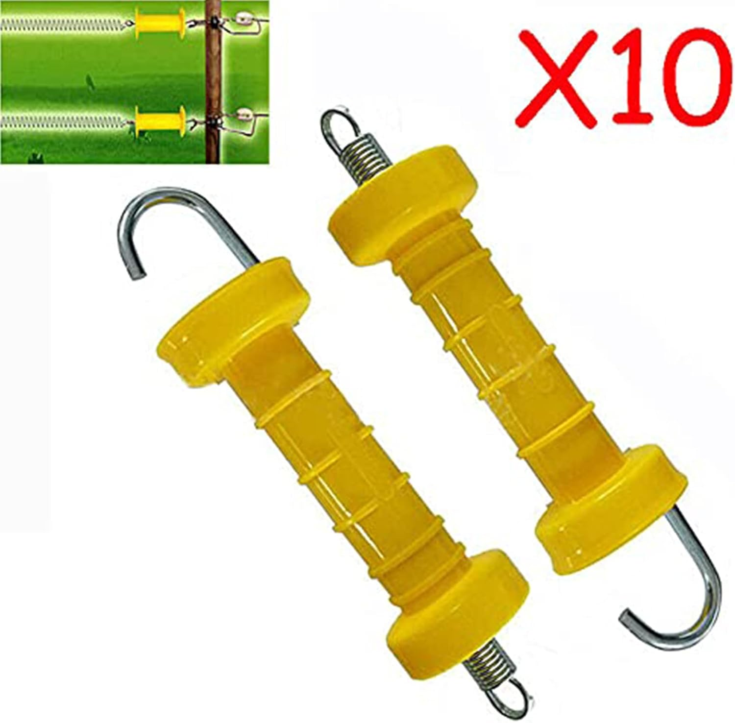 10 Pcs Electric Fence Plastic Gate Handle Insulated Spring Handles,Yellow Hook End image number 2
