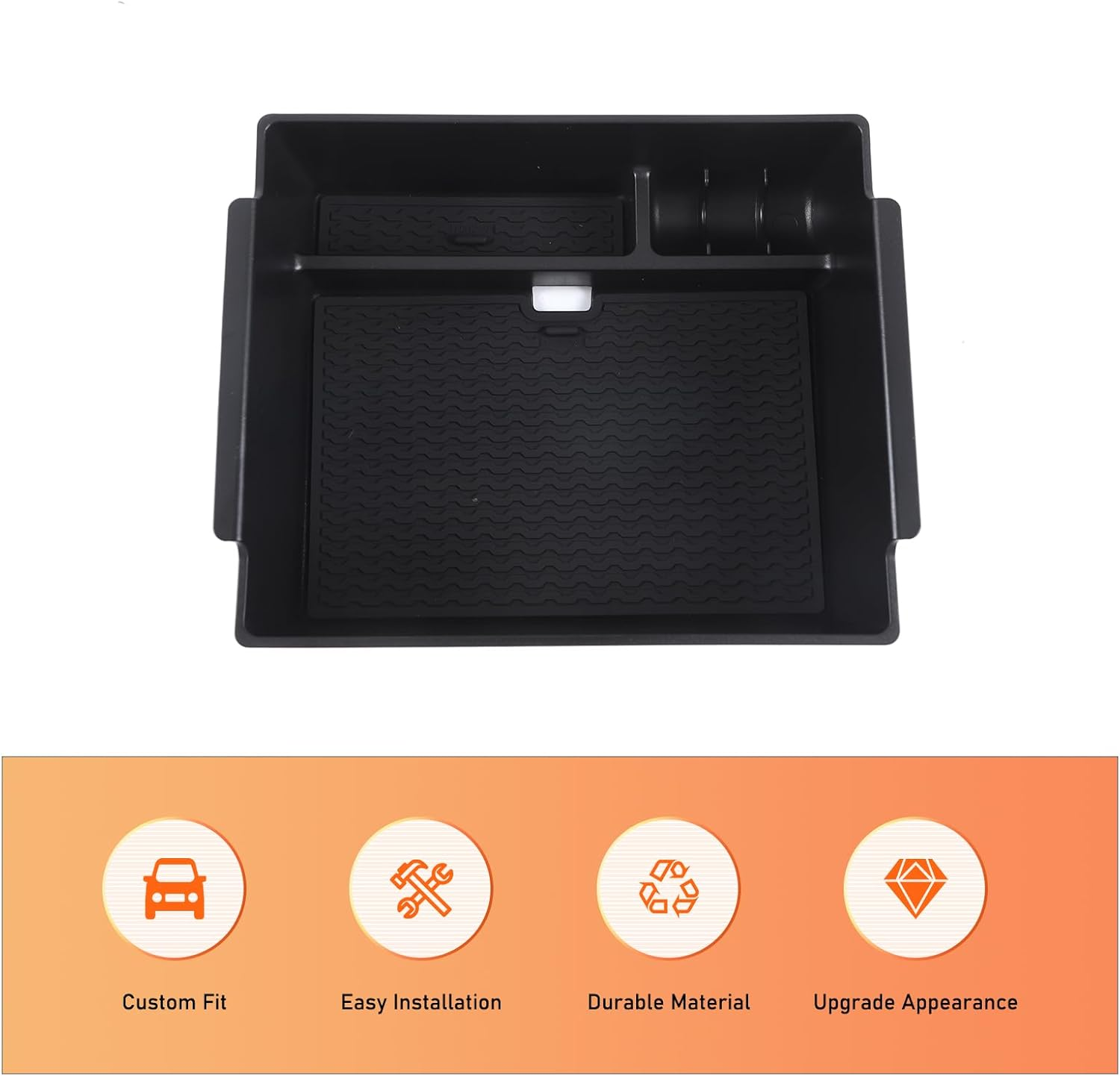 Yinaniutos Center Console Organizer Compatible with Mitsubishi Triton 2024-2025 Accessories | ABS Armrest Storage Box Insert Tray with Non-Slip Mat | 1PC Set image number 1