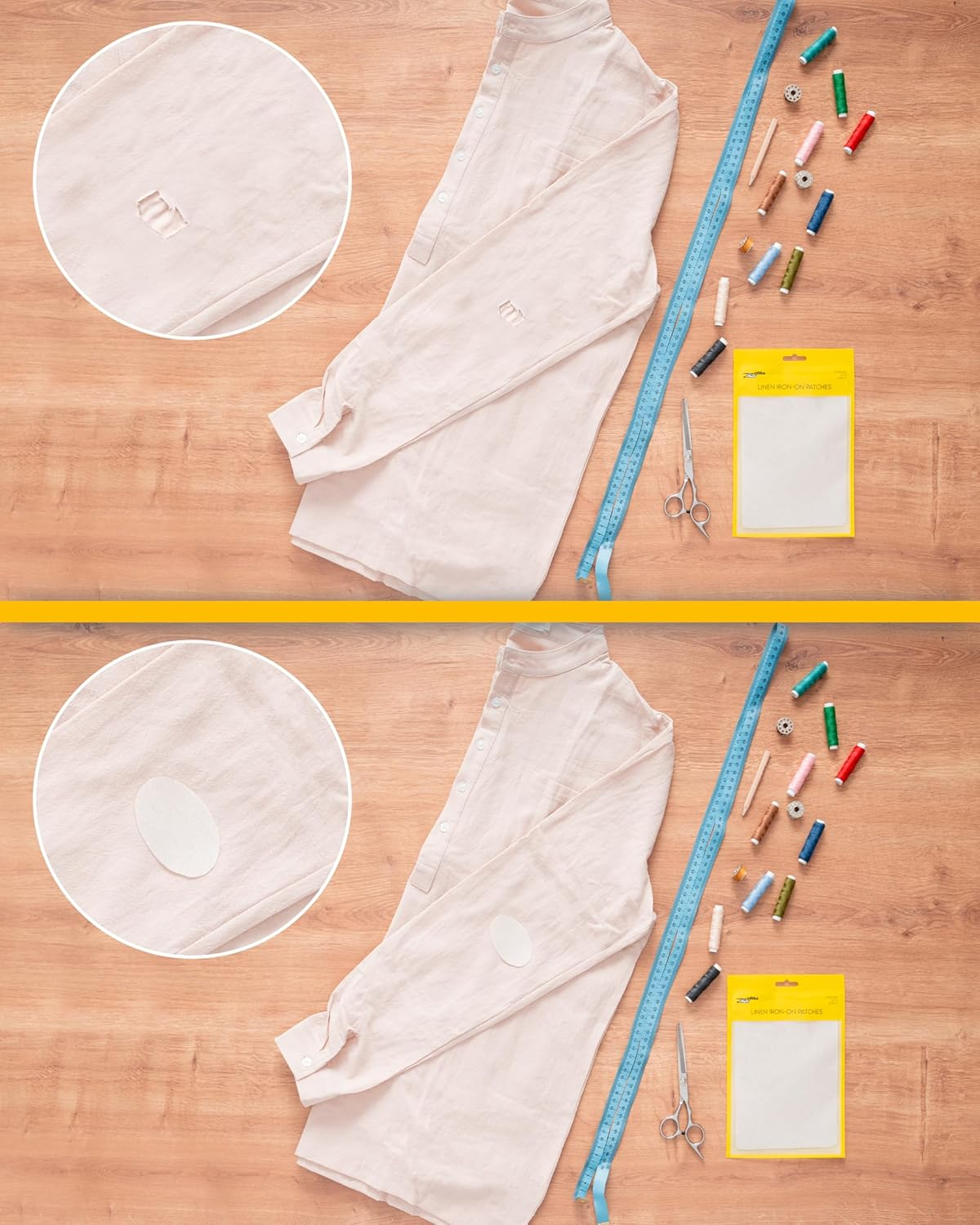 ZEFFFKA 12-Pack Linen Iron-On Patches Fabric Repair Kit for Clothing Shirts Pants Dresses Natural Look Strong Adhesive 12 Colors 30% Linen 70% Cotton 13 X 18 Cm image number 5