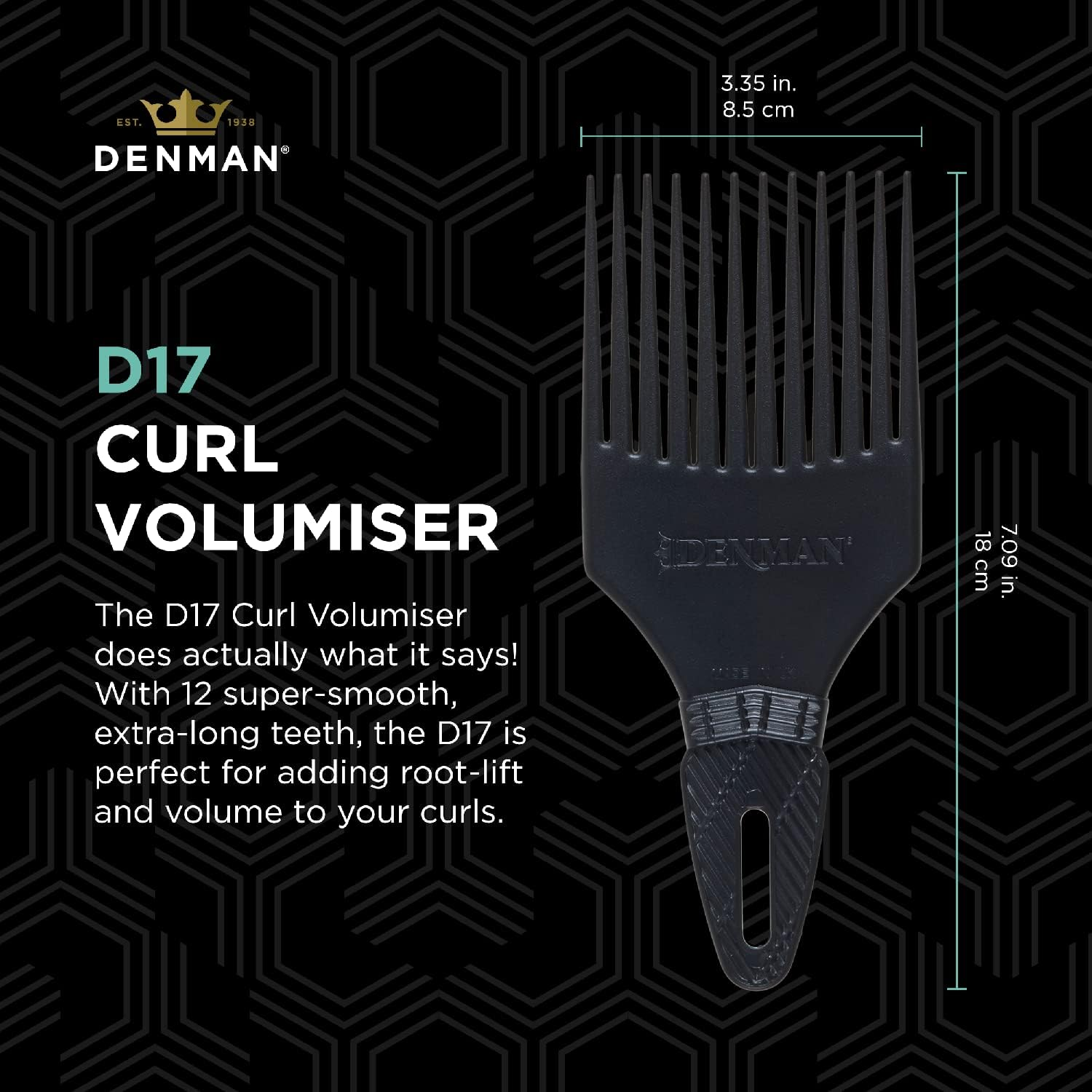 Denman D17 Afro Comb/Curl Tamer Black