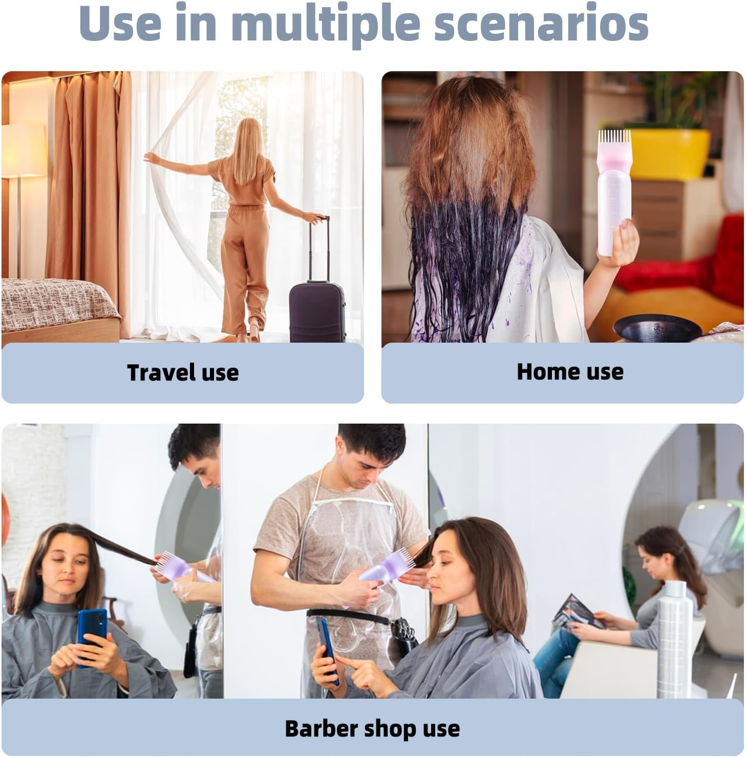 6 Ounce Root Comb Applicator Bottle, 2 Pack, Pink - Hair Oil Applicator, Hair Dye Applicator, Travel, School-Pink image number 2