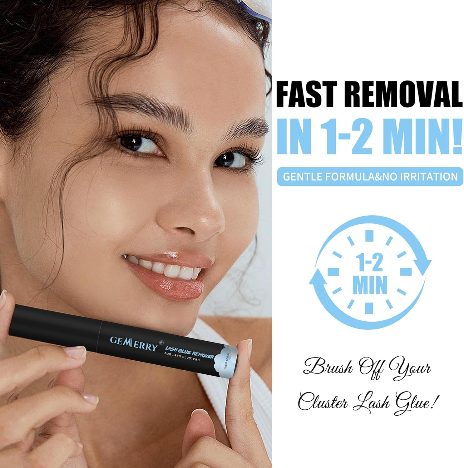 GEMERRY Lash Glue Remover, Lash Extension Remover Lash Bond Remover Self-Use Lash Cluster Remover Lash Bond and Seal Remover Lash Adhesive Remover- Non-Irritating Mascara Wand 5Ml image number 1