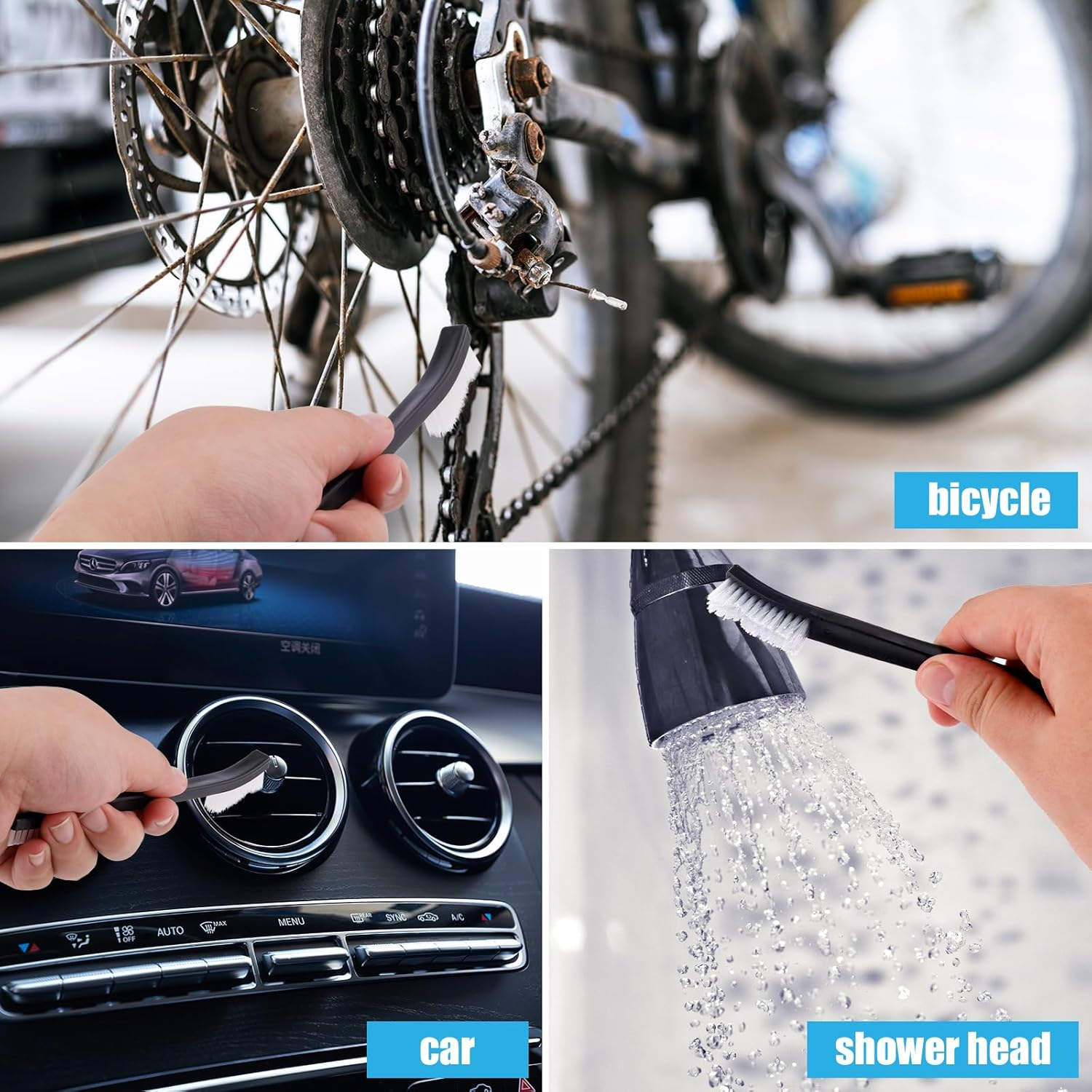 4Pcs Double Ended Nylon Cleaning Brushes, Multifunctional Small Cleaning Brush Durable Nylon Brushes for Cleaning Crevice Detailing Brushes for Jewelry Bicycle Car Shower Head image number 2