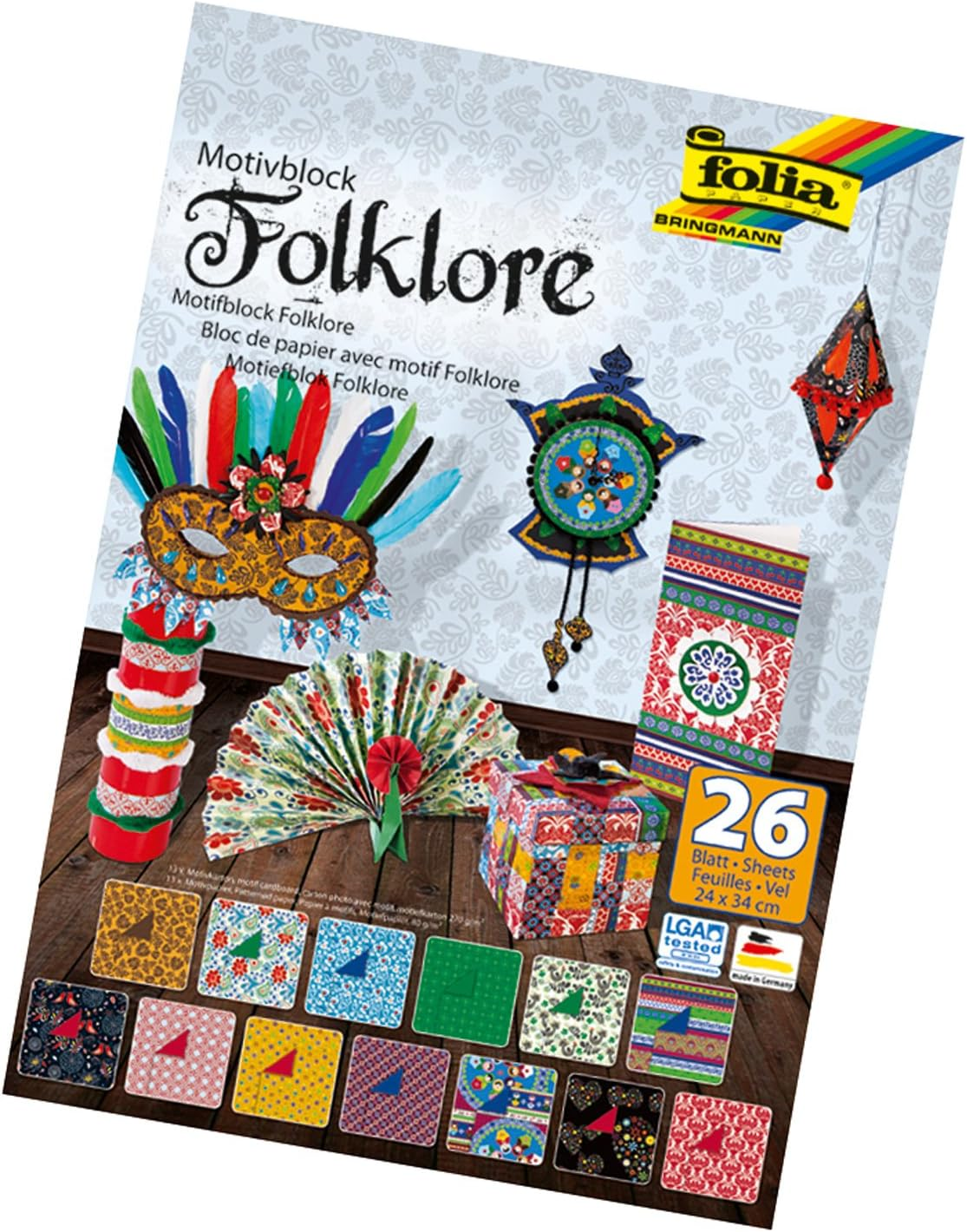 Folia 4749 - Abstracta and Young Motif Pad, 24 X 34 Cm, 30 Sheets, Assorted, 10 X Motif Cardboard, 10 X Printed Tracing Paper, 10 X Coloured Paper, for a Variety of Crafts image number 5