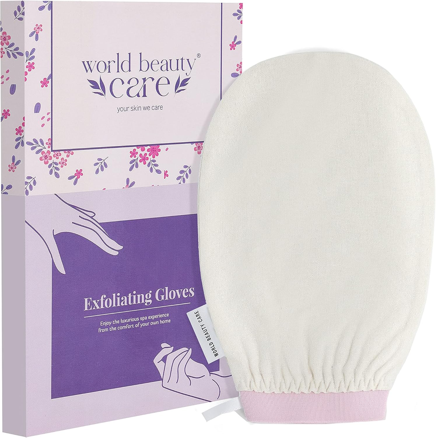 WBC Body Exfoliating Glove - Pure Raw Silk, 100% Silk Exfoliating Body Glove for Dead Skin, Tan Removal for Face and Body by WORLDBEAUTYCARE (Pack of 1) image number 2