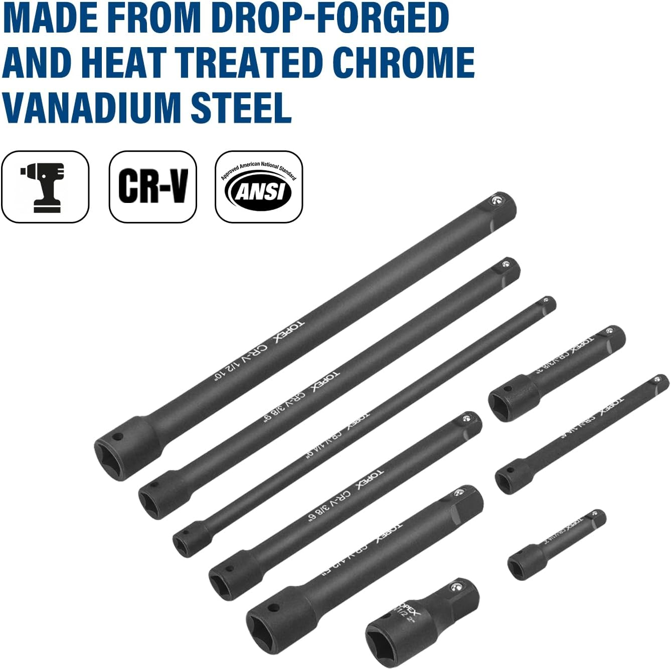 TOPEX 16-Piece Socket Adaptor& Extension Bar Set image number 1