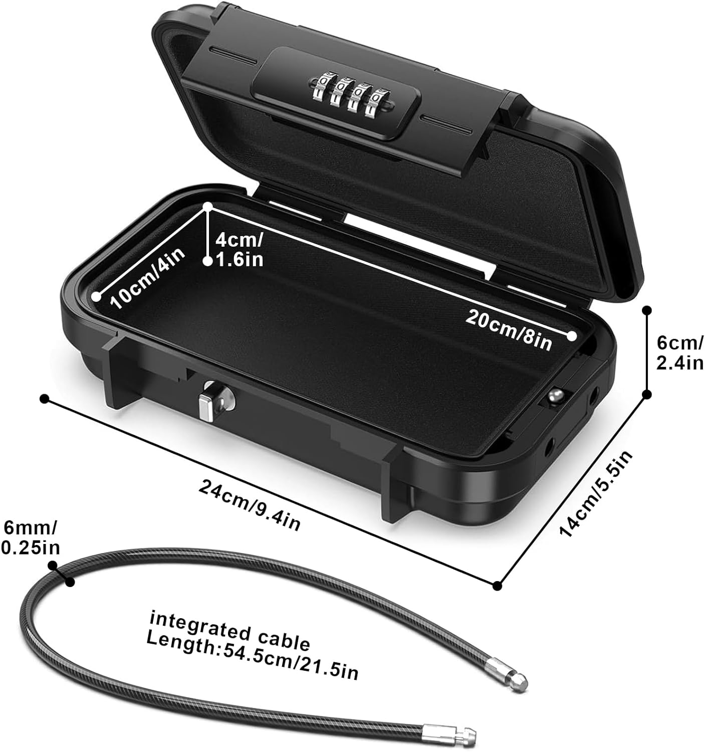Diyife Outdoor Portable Safe Box, [Waterproof] 4-Digit Security Combination Lock Case, Shockproof Travel Safe, Lock Box with Removable Wire Rope for Hotels, Travel, Sports, Cabinet, Office, Vacation image number 5