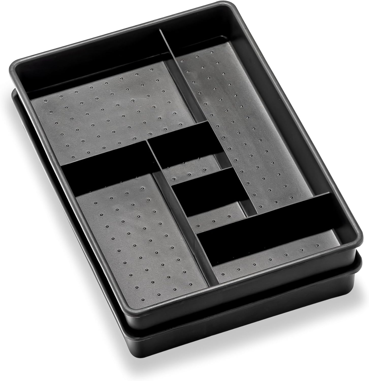 Madesmart Set of 2 Plastic 6-Compartment Drawer Organizer Gadget Trays, Multipurpose Storage Bins for Drawers, Granite, 10.75 X 7.5 X 2.6 Inches image number 3