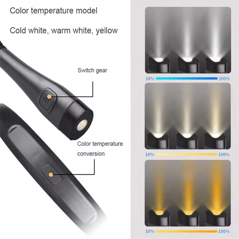 Neck Light, Rechargeable Reading Light, 3 Colors 9 Stepless Brightness, Book Light with a Lock, Timer and Sleep Aid, Ergonomic Design, Perfect for Reading, Camping, Knitting Craft (Pink) - Silver Gray image number 1