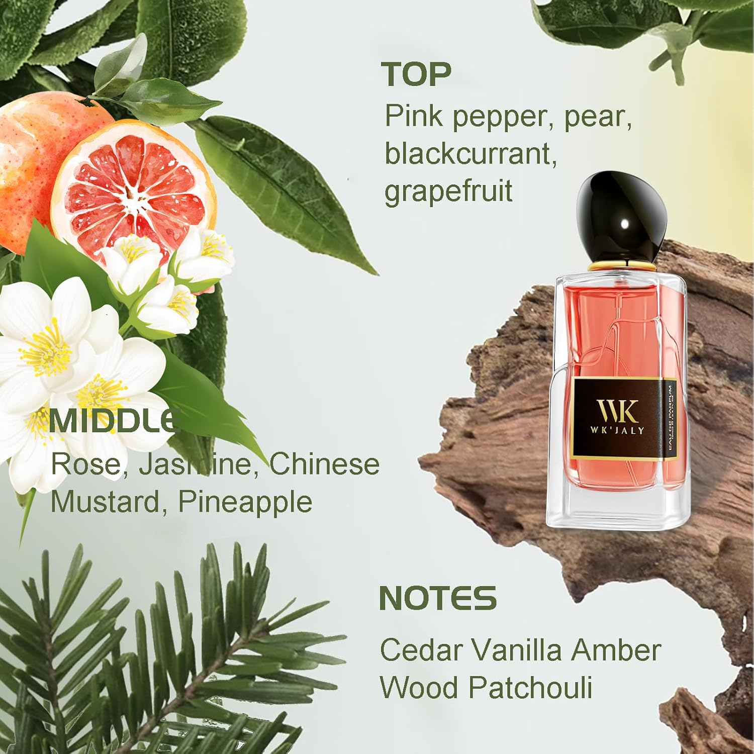 WK JALY Divine Floral Woody Eau De Parfum Spray, with Notes of Rose, Jasmine, Long-Lasting Fragrance, Women'S Perfume, 100Ml image number 5