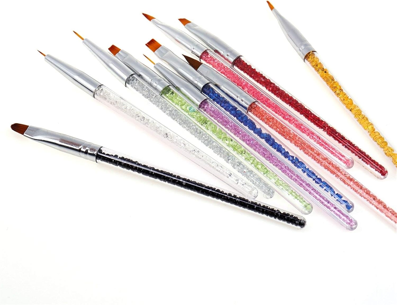 10Pcs/Set Multicolor Nail Art Brush Kit Rhinestone Handle Painting Lines Liner Flower Drawing Pen 16.50X0.50Cm Zhengpingpai image number 3