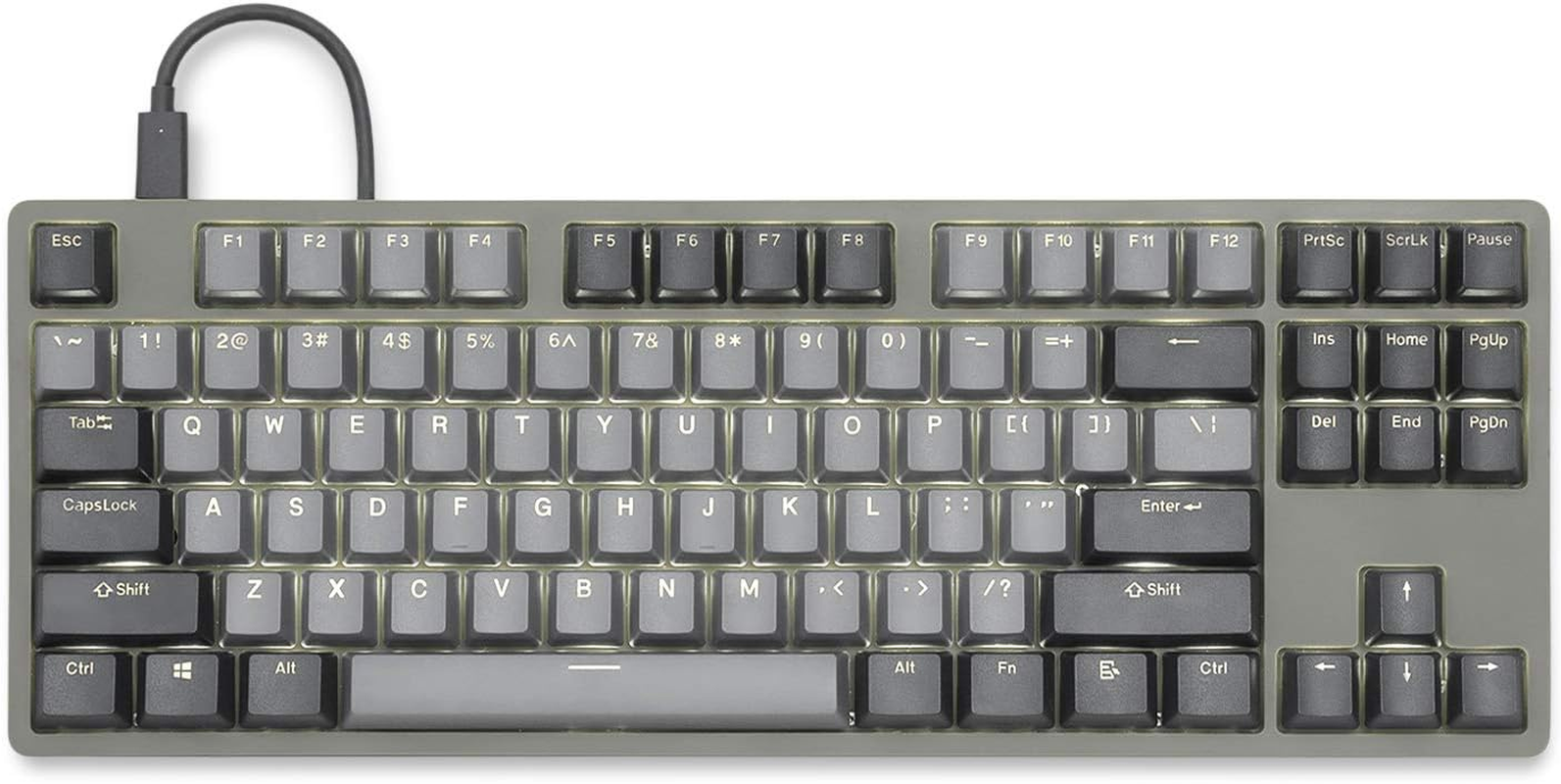 DROP ENTR Mechanical Keyboard &mdash; Tenkeyless Anodized Aluminum Case, Doubleshot Shine-Through PBT Keycaps, N-Key Rollover, USB-C, White Backlit LED, Fast & Linear Switches (Green/Gray, Gateron Yellow) image number 2