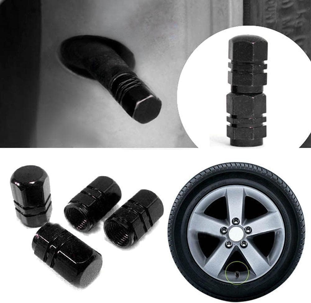 4Pcs Black Car Tire Valve Stem Caps Bolt-In Aluminum Theftproof Valve Caps Car Wheel Tires Stem Quality Tyre Air High Valves Caps Automotive Wheels and Tires Accessories and Parts image number 3