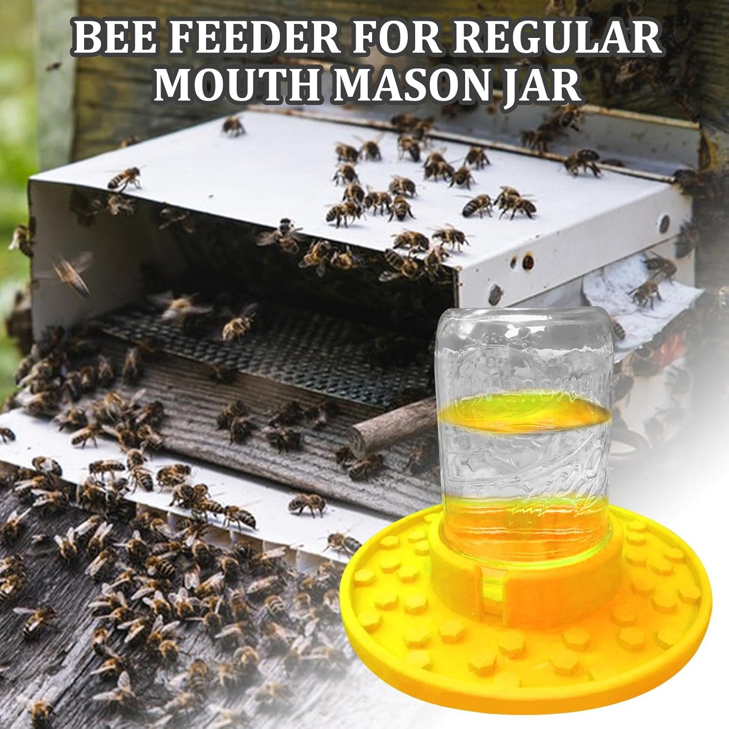 Bee Watering Station Jar, Jar Bee Feeders for Hives | Hive Entrance & Feeder, Honey Bee Feeder, Used to Feed Water or Sugar Syrup, Bee Cups for Thirsty Pollinators image number 1