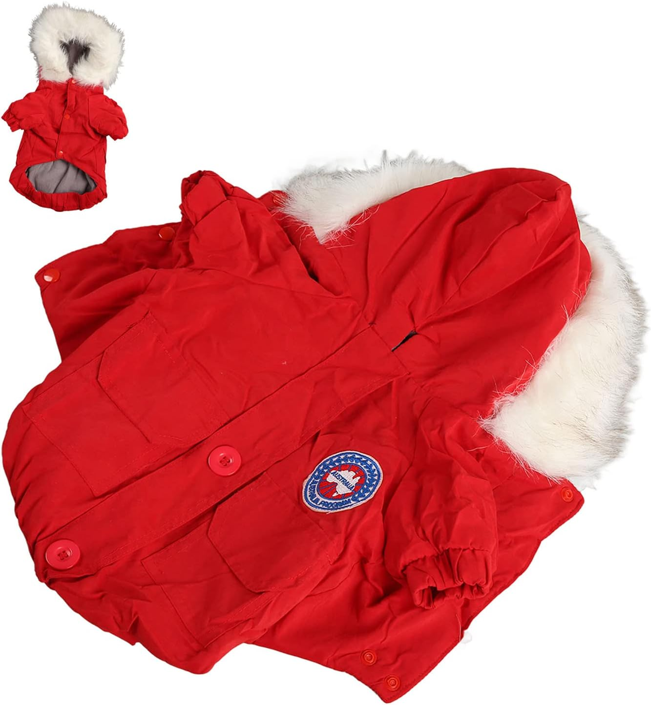 Dog Hoodies Clothes, Pet Cotton Warm Hoodies Coat Dog Winter Coats, Fashionable Casual Thickened Warm Puppy Coats for Small Medium Dogs Cats Red (XXL) image number 1