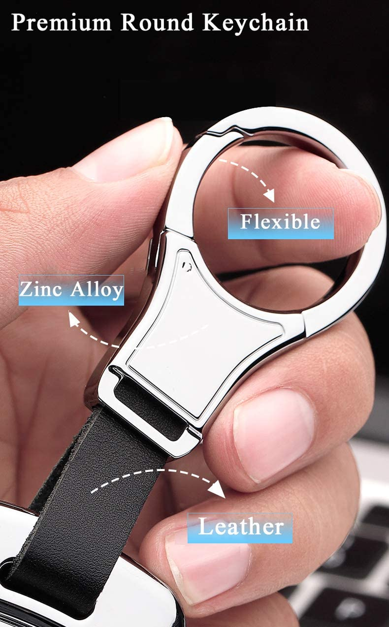 HIBEYO Zinc Alloy Leather Key Fob Case Cover for Land Range Rover Discovery Jaguar XJ F-PACE F-Type