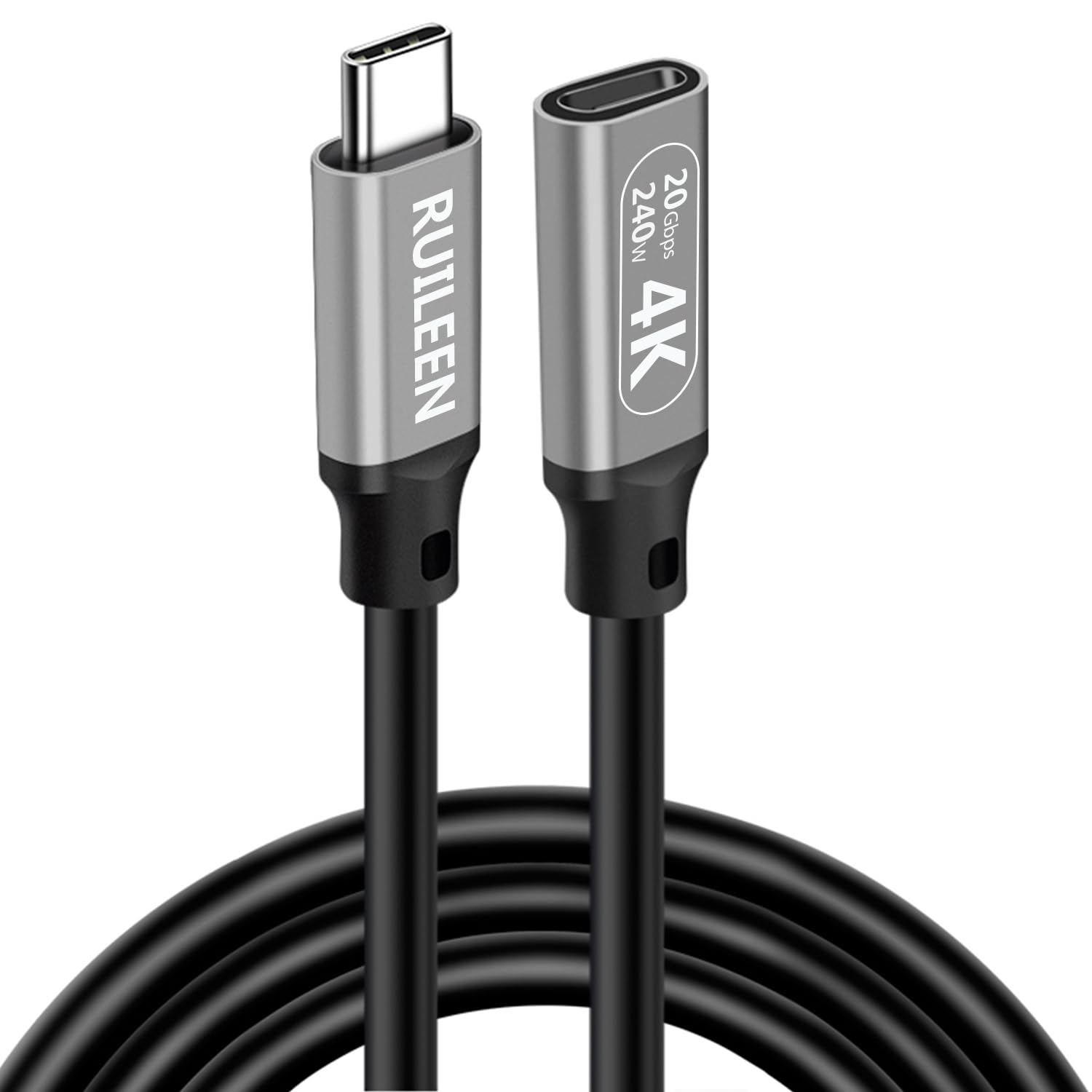 USB C Extension Cable 2 M, 20Gbps/240W/4K@60Hz USB C Extender Male to Female Type C USB 3.2 Gen 2 Charging/Data Sync Cord Braided Nylon for Macbook Air/Pro, PSVR2, Portable Monitor, Hub, Phone