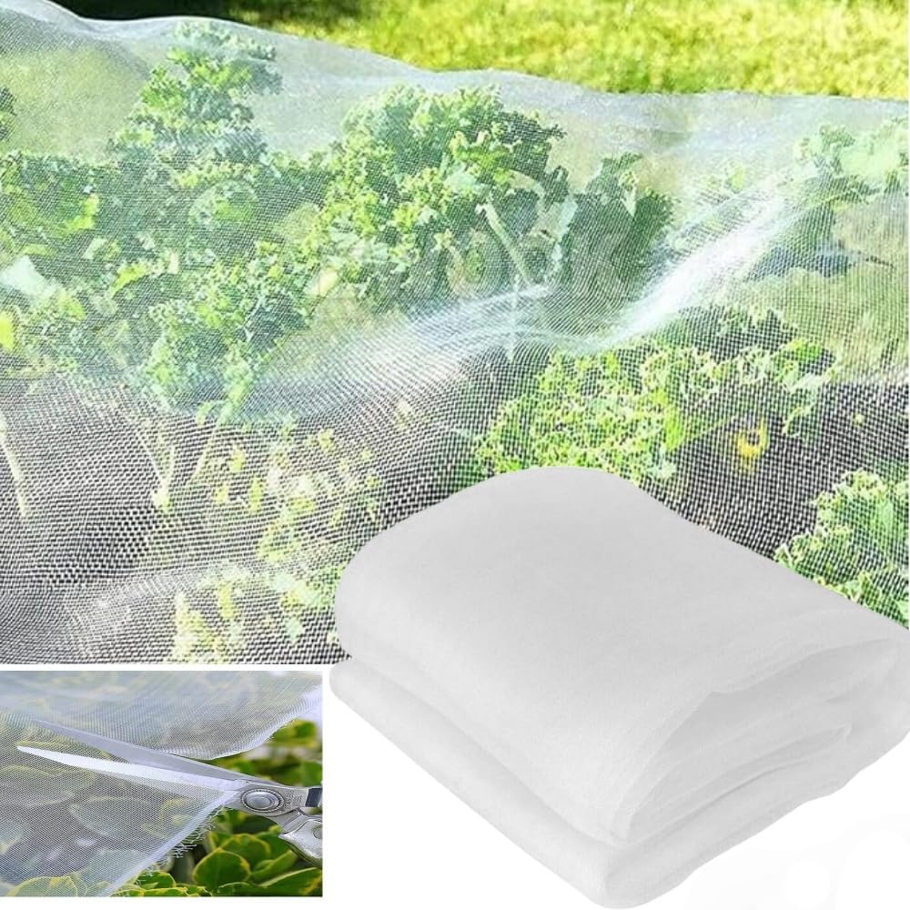 Greenhouse Barrier Mesh,2.4 X 6 M Mosquito Insect Bird Plant Net,Floating Row Covers Ultra Fine Garden Netting,High-Density Cuttable,Crop Screen Barrier Net Covers,For Indoors and Outdoors(White)