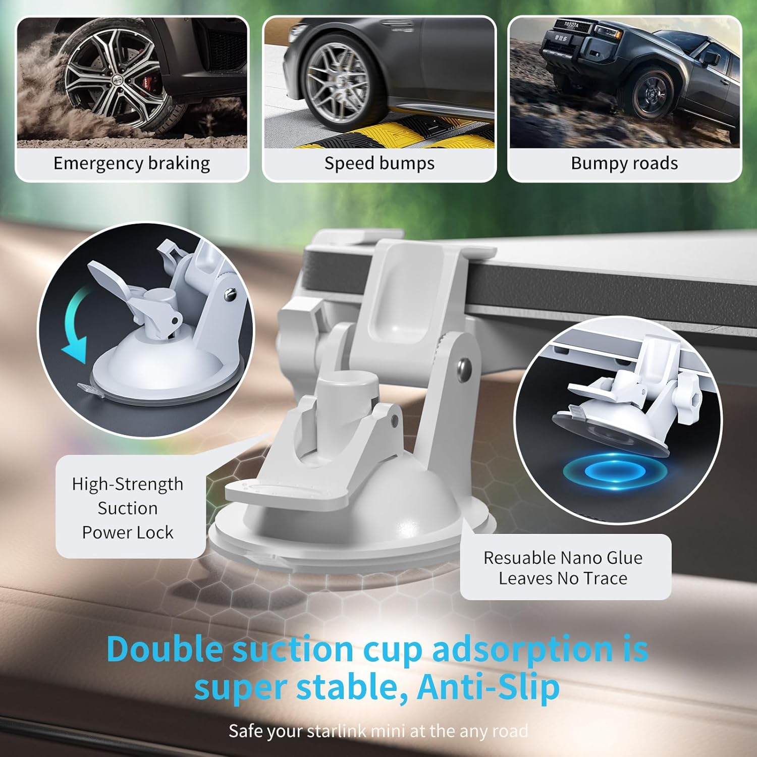 ANMONE Starlink Mini Car Mount Dashboard with Suction Cup and Windshield Ensures Stable Satellite Signal, Most Vehicles image number 3