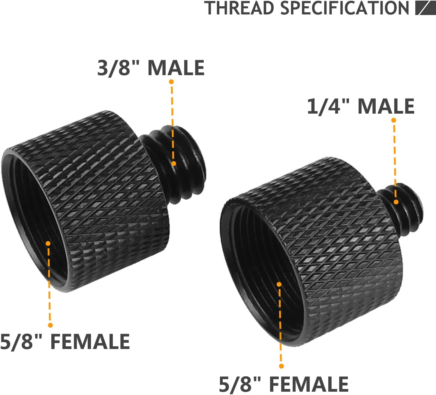 Mic Screw Adapter Thread 5/8 to 1/4 Adapter and 5/8 to 3/8 Adapter Set for Microphone Stand to Tripod and Camera Adapter image number 5