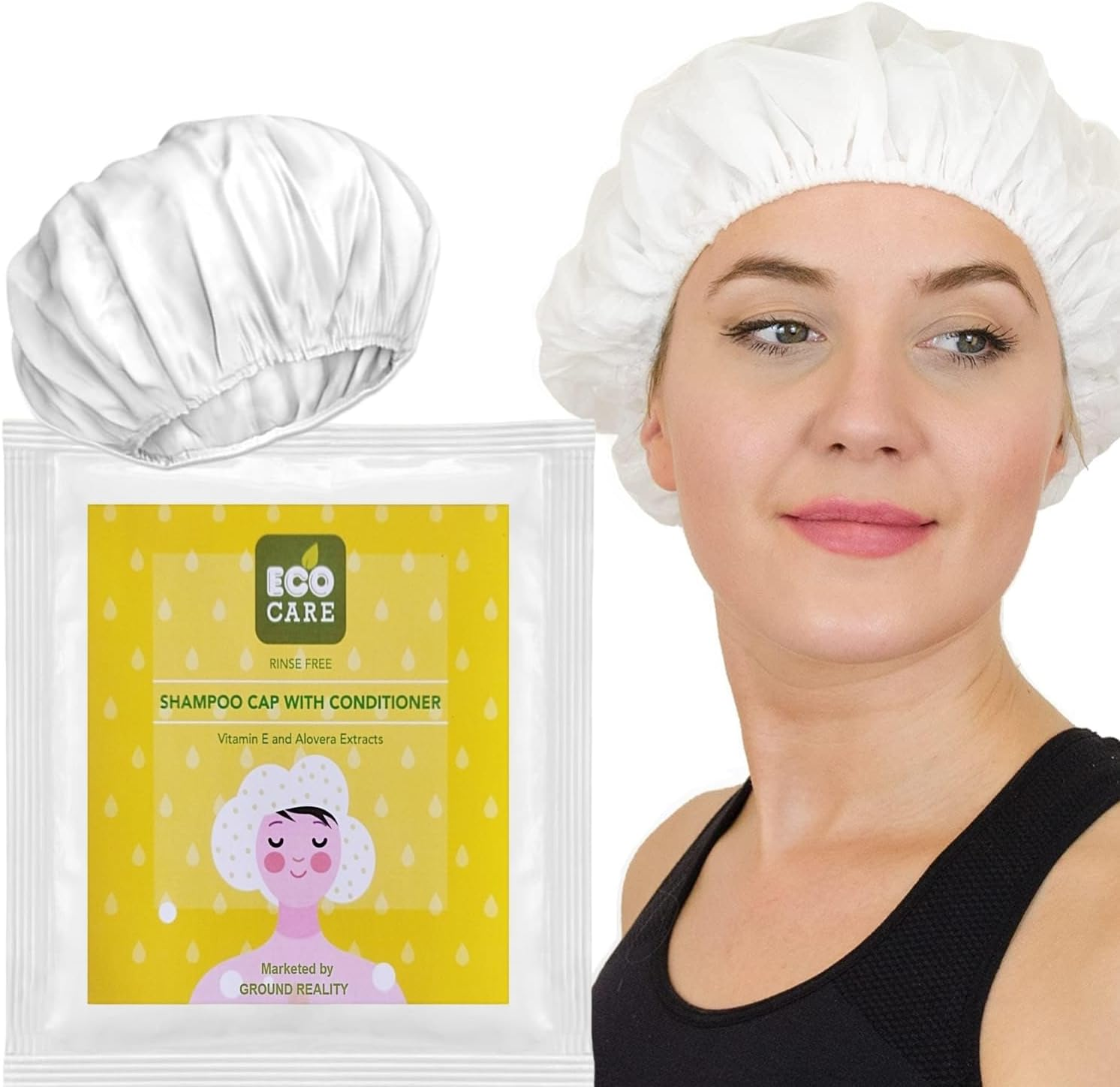 LADY HAWK 1 Pack Eco Care Easy Bath Shampoo Cap for Comfortable and Complete Hair Wash. Shampoo and Condition Hair in Minutes, Leaves Hair Fresh and Clean. Microwavable image number 5