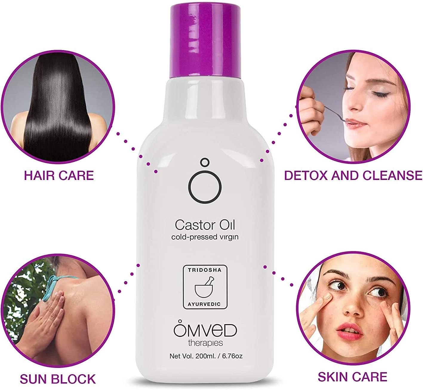 Omved Organic Castor Virgin Oil - Cold Pressed, 200 Ml image number 2