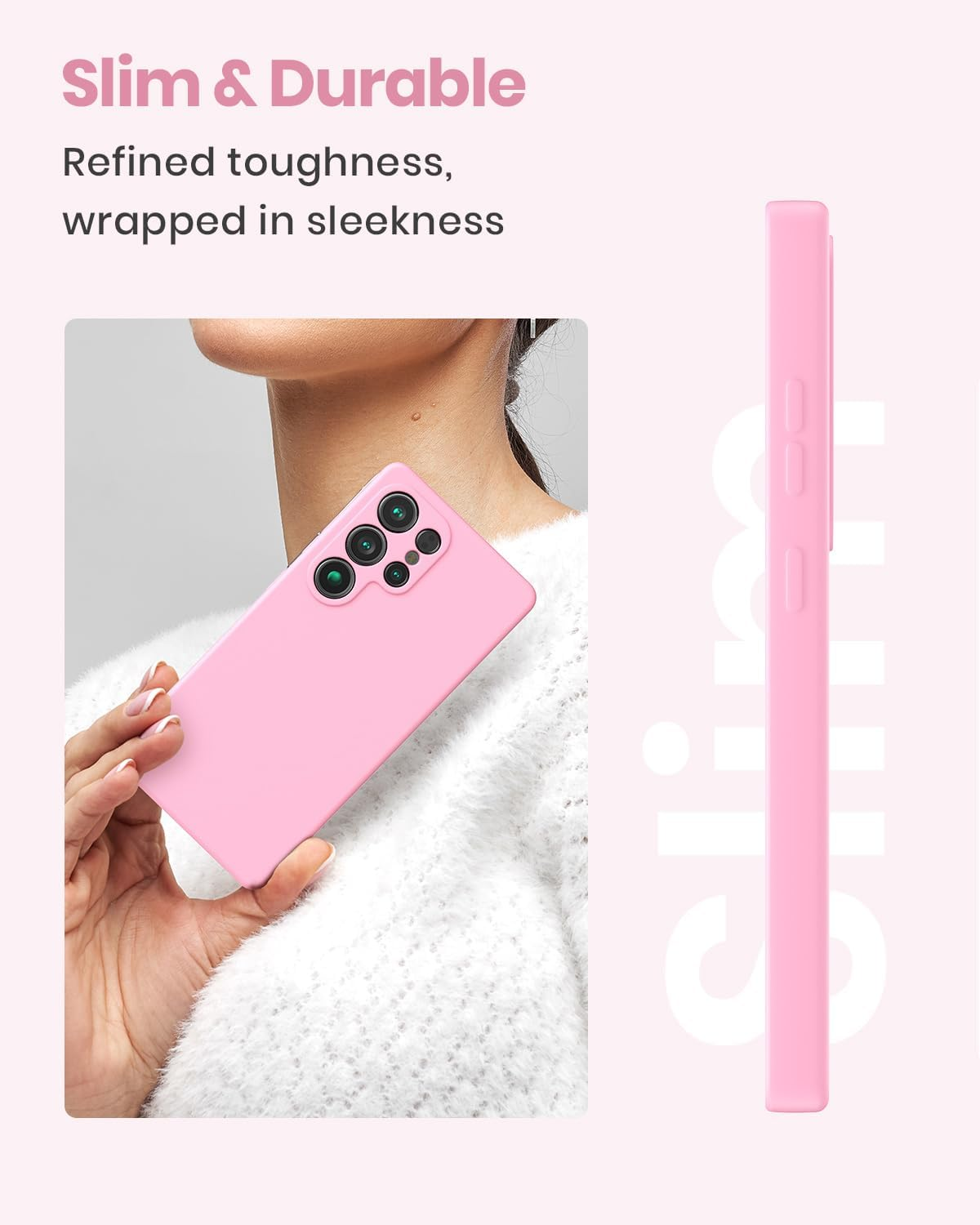 CUZMIGO Silicone Case for Samsung Galaxy S25 Ultra, Soft Slim Liquid Silicone Phone Case with Anti-Scratch Microfiber Lining, Camera Cover Protection with Cute Color Variety, Chalk Pink image number 5